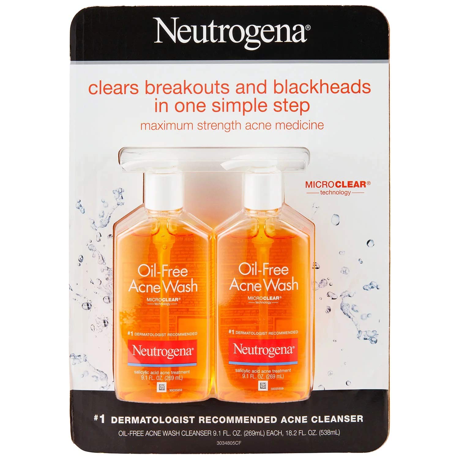 Neutrogena Oil-Free Acne Wash 9.10 oz (Pack of 4)