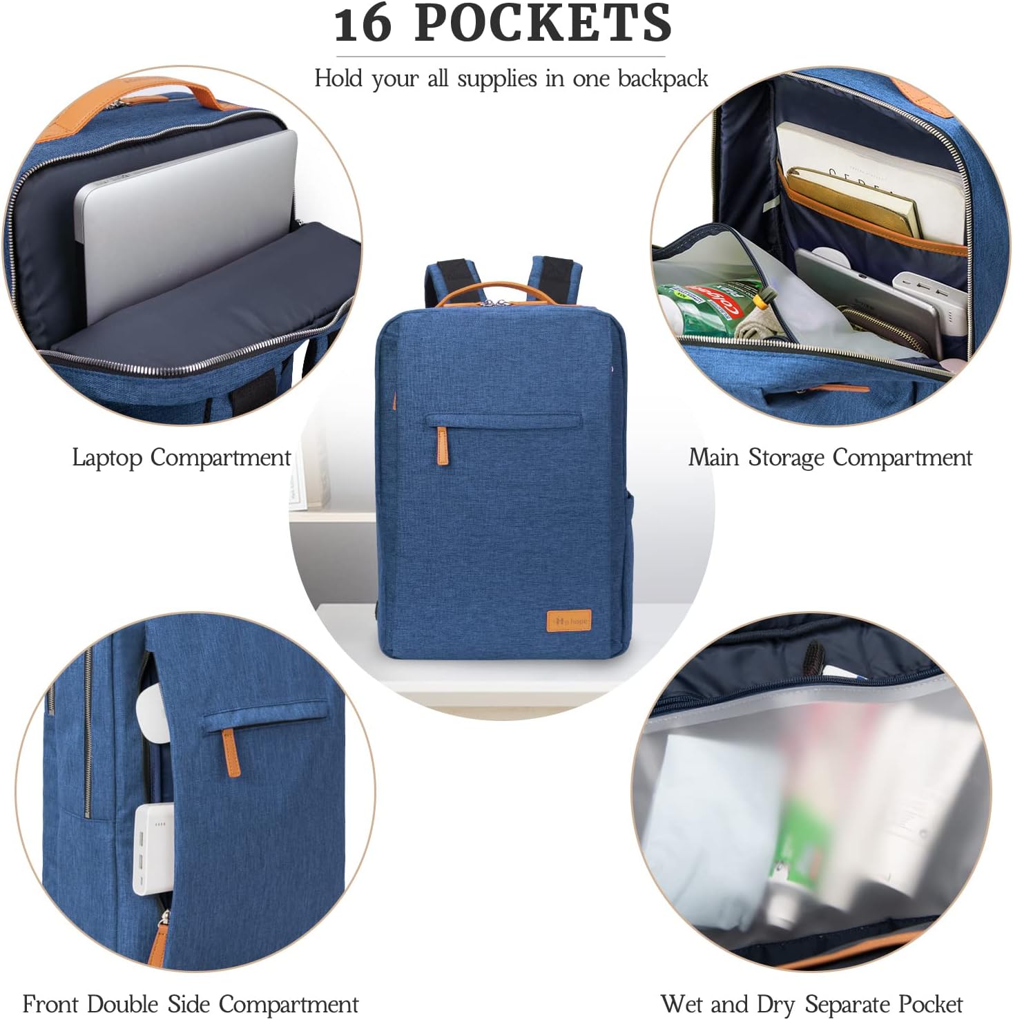 Hp hope Laptop Backpack for Women, 15.6 Inch Work Backpack with USB Port, Water Resistant Backpack for Travel, College, Commuter, Business
