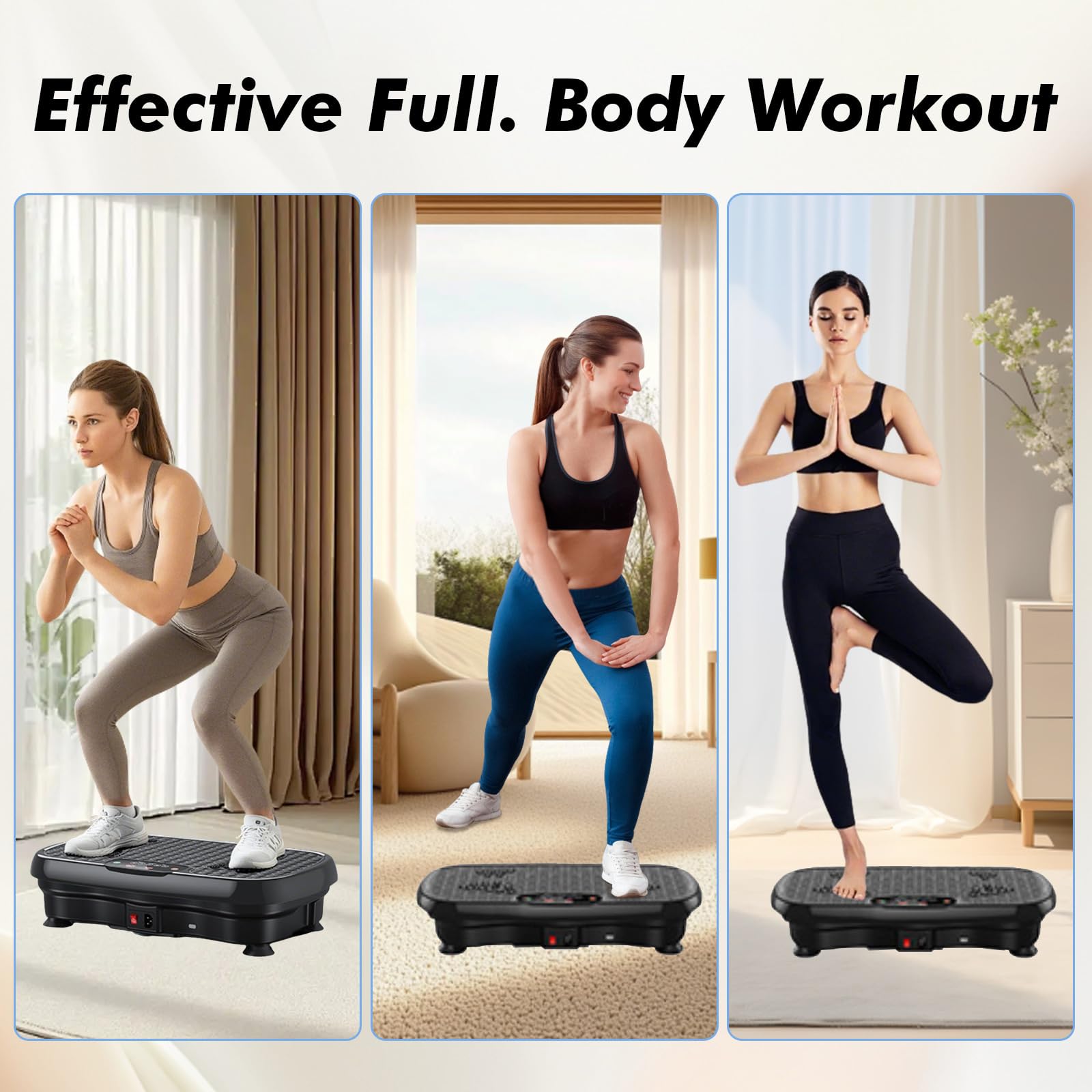Plataforma Vibratoria Para Ejercicios, Tabla De Fitness Con Bandas De Resistencia, Para Drenaje Linfático, Pérdida De Peso Y Tonificación, Plataforma De Entrenamiento De Cuerpo Completo(White)