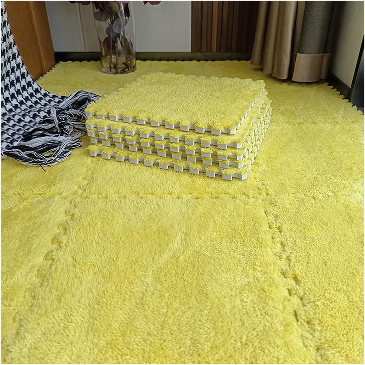 20pcs of Plush Foam Flooring Mat, Splicing Bedside Carpet