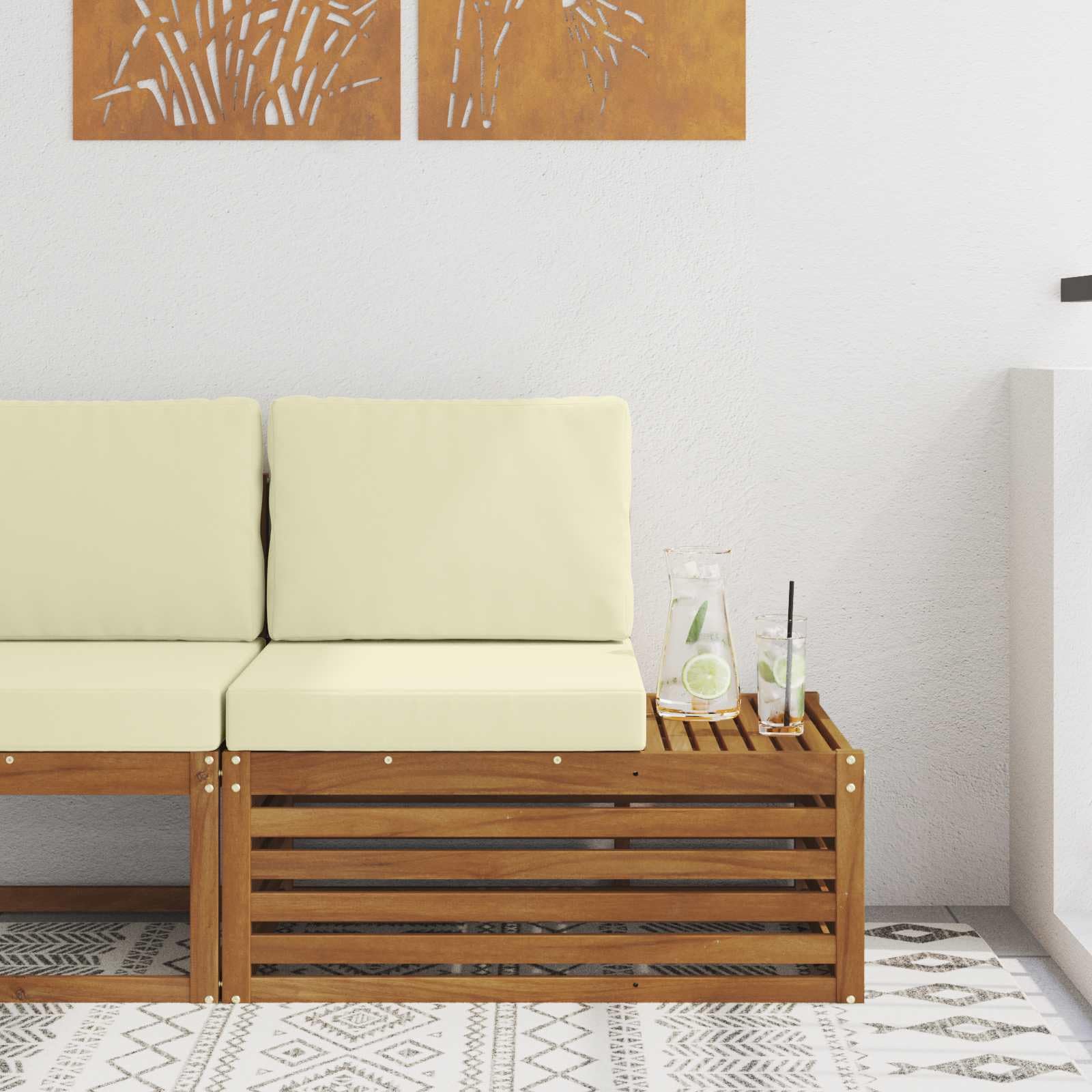vidaXL Sofá Modular de Exterior con cojín Natural 91 x 63 x 73 cm