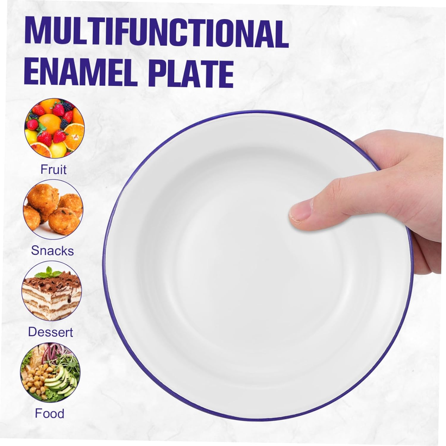 Luxshiny 10sets Retro Enamel Plates White Vintage Enamel Plates Food Serving Tray Small 4pcs*10