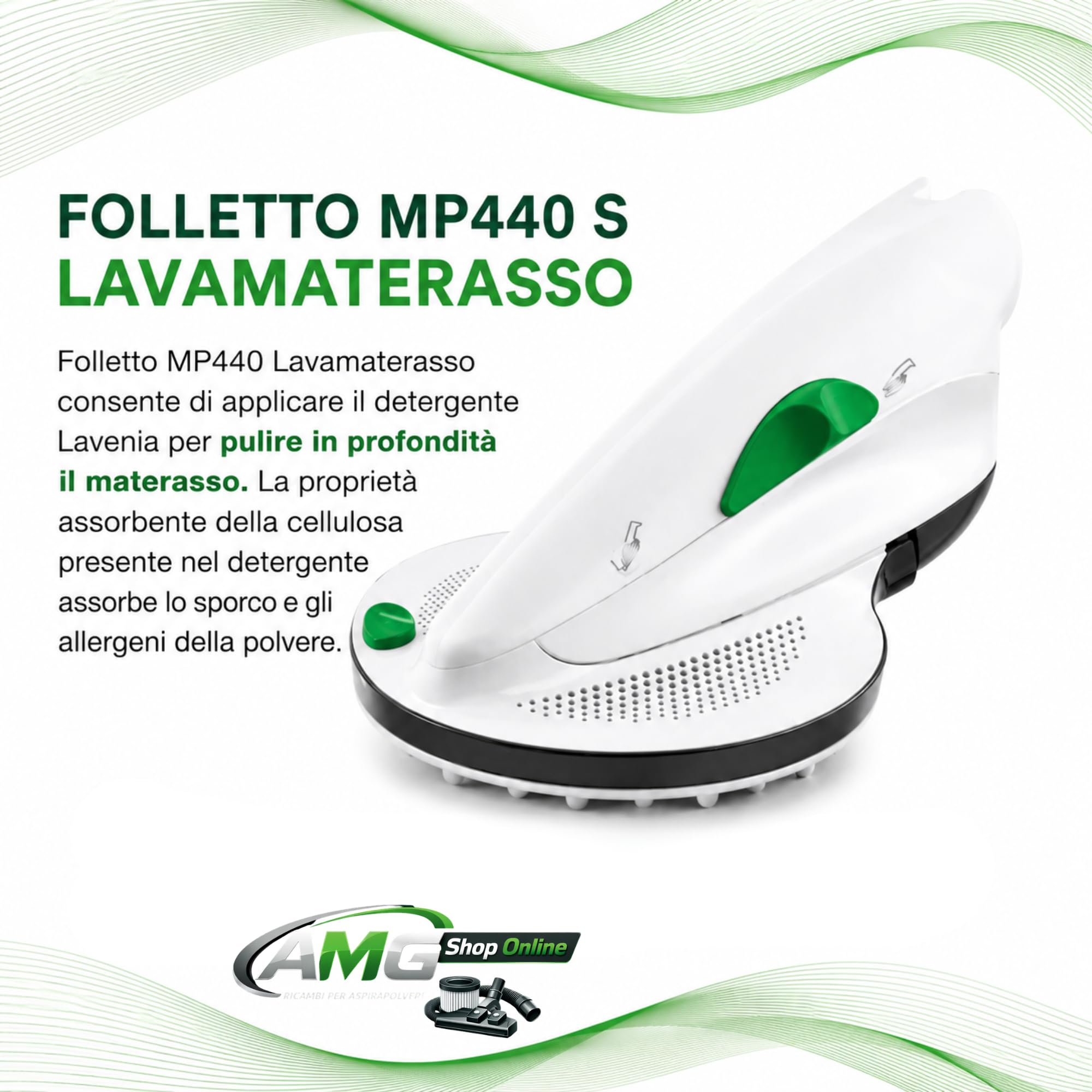 Folletto Picchio PB7/7S USATO COME NUOVO (DA ESPOSIZIONE) per Imbottiti e Materassi ULTIMA GENERAZIONE - COMPLETO di KIT LAVAGGIO e LAVENIA - Accessorio per Divani, Cuscini e Auto -