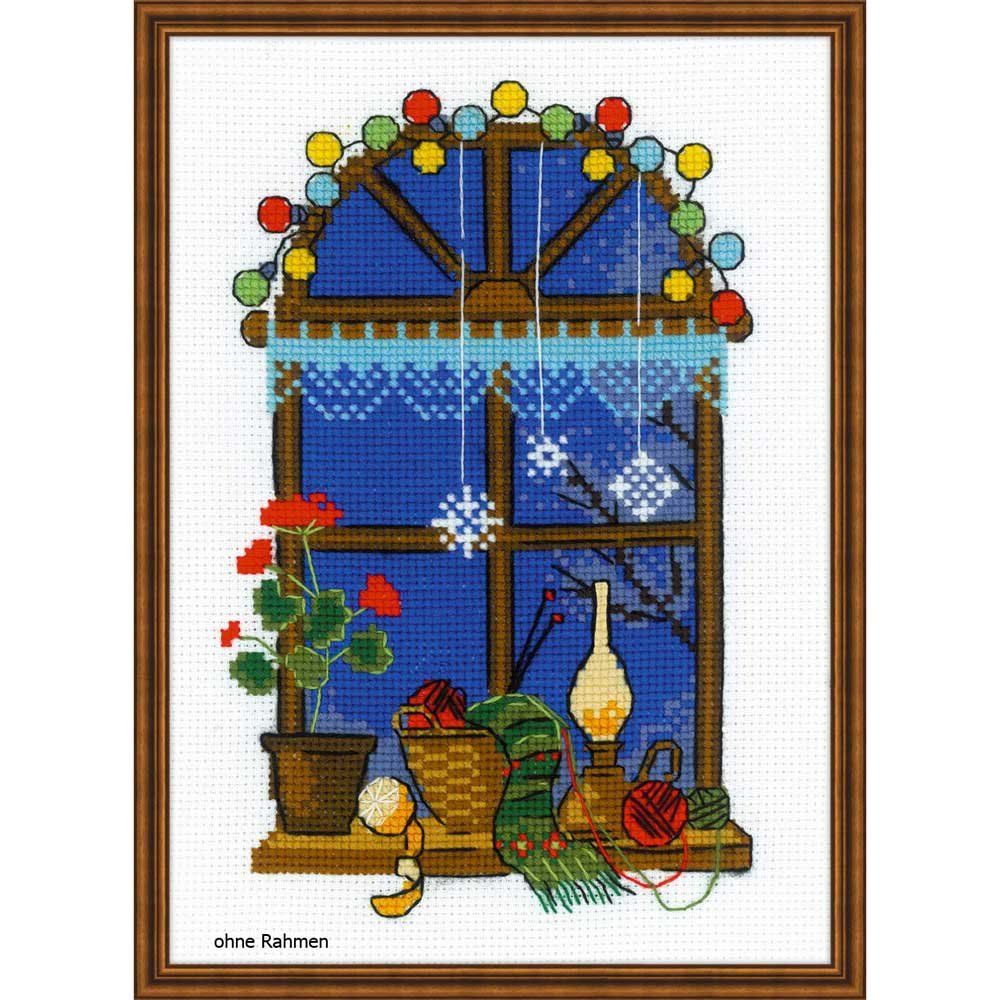 Kit Point De Croix Riolis « Bas De Noël » 2239AC – Dimensions 10,2 X 15,2 Cm, Toile Aida 14 Points, Fils Laine/acrylique, Idéal Pour Débutants Et Confirmés, Broderie De Noël Pour Adultes