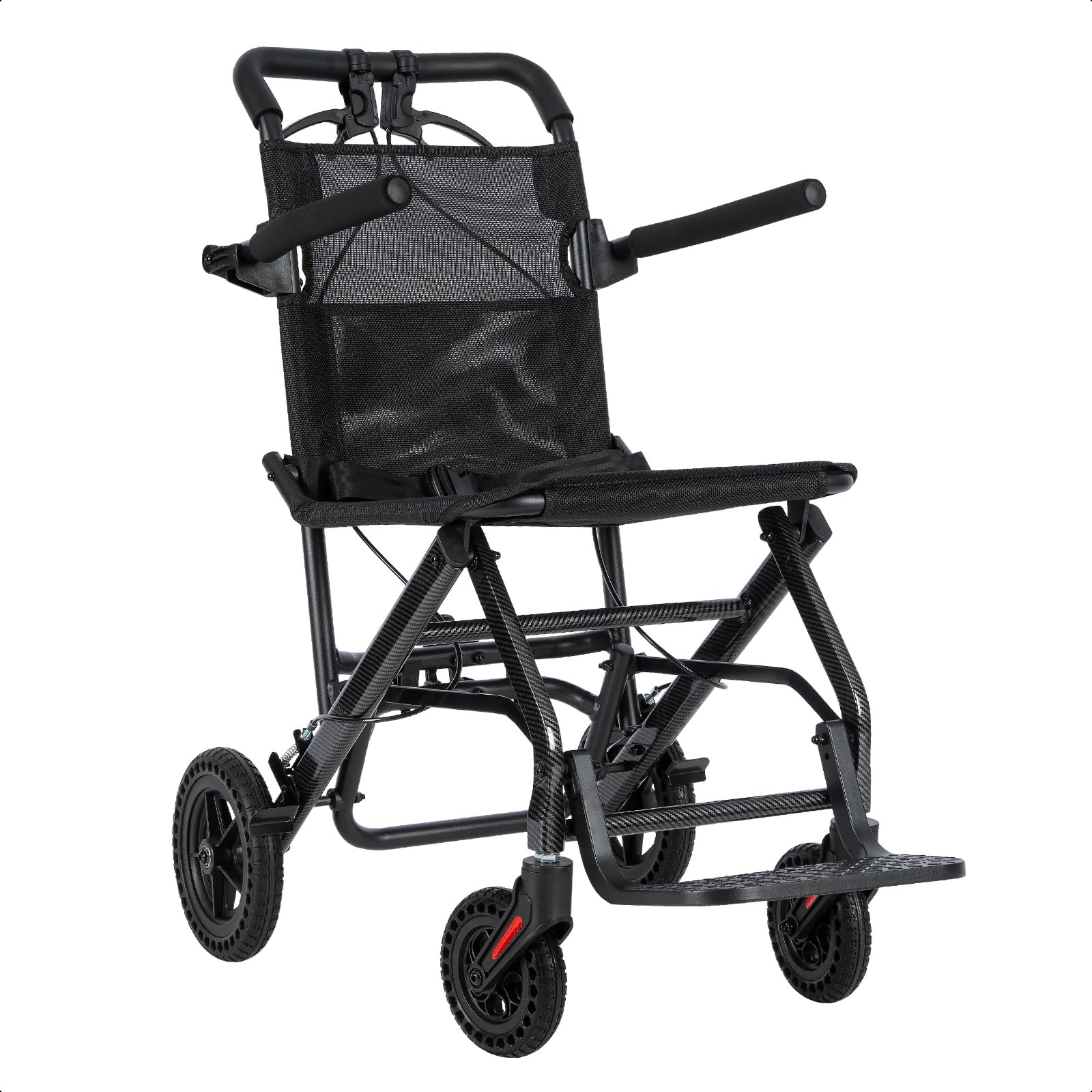 Care Parents - Silla de ruedas plegable y ultraligera (6,3 kg, ancho del asiento de 40 cm, aluminio con bolsa de viaje, compacta para avión y coche, reposabrazos plegables, estrecha, para apartamentos