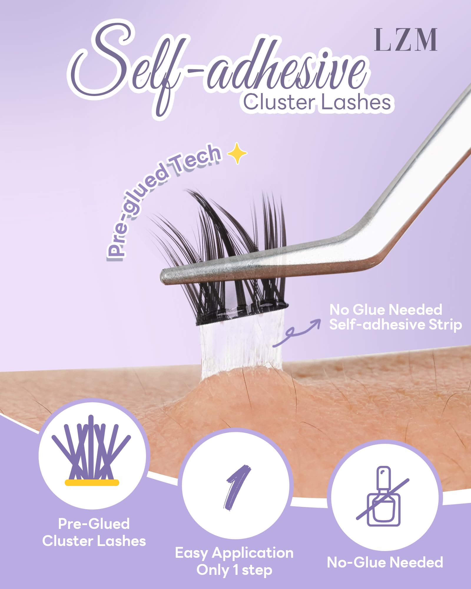 LZM Wstępnie przyklejone rzęsy klastrowe manga - C Curl 10-16 mm, wstępnie przyklejone rzęsy z pęsetą, lekkie, kolczaste, pojedyncze rzęsy, łatwe i szybkie w noszeniu, zestaw samoprzylepnych rzęs (QX)