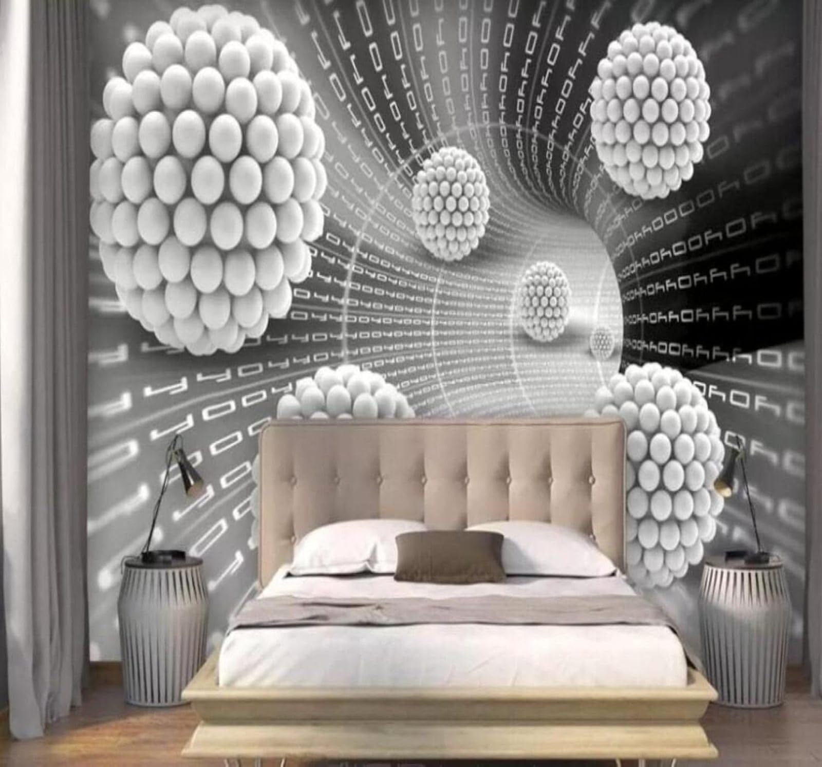 XLMING Three Dimensional Sphere Tunnel Expanded Space Individuality 3D Wallpaper Luxury Home Dining Decor Paste Sofa Living Room The Wall for Bedroom Mural-150cm×105cm