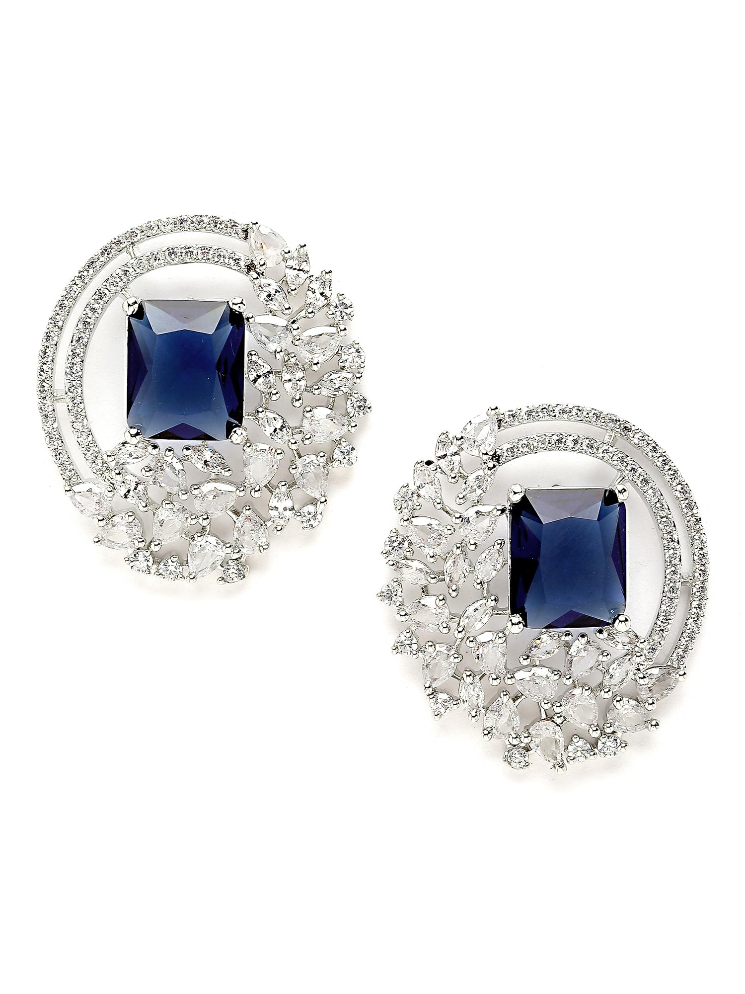 Karatcart Silver Tone Blue Cubic Zirconia Stud Earrings (B0CJVCCGK4) Amazon Price History, Amazon Price Tracker