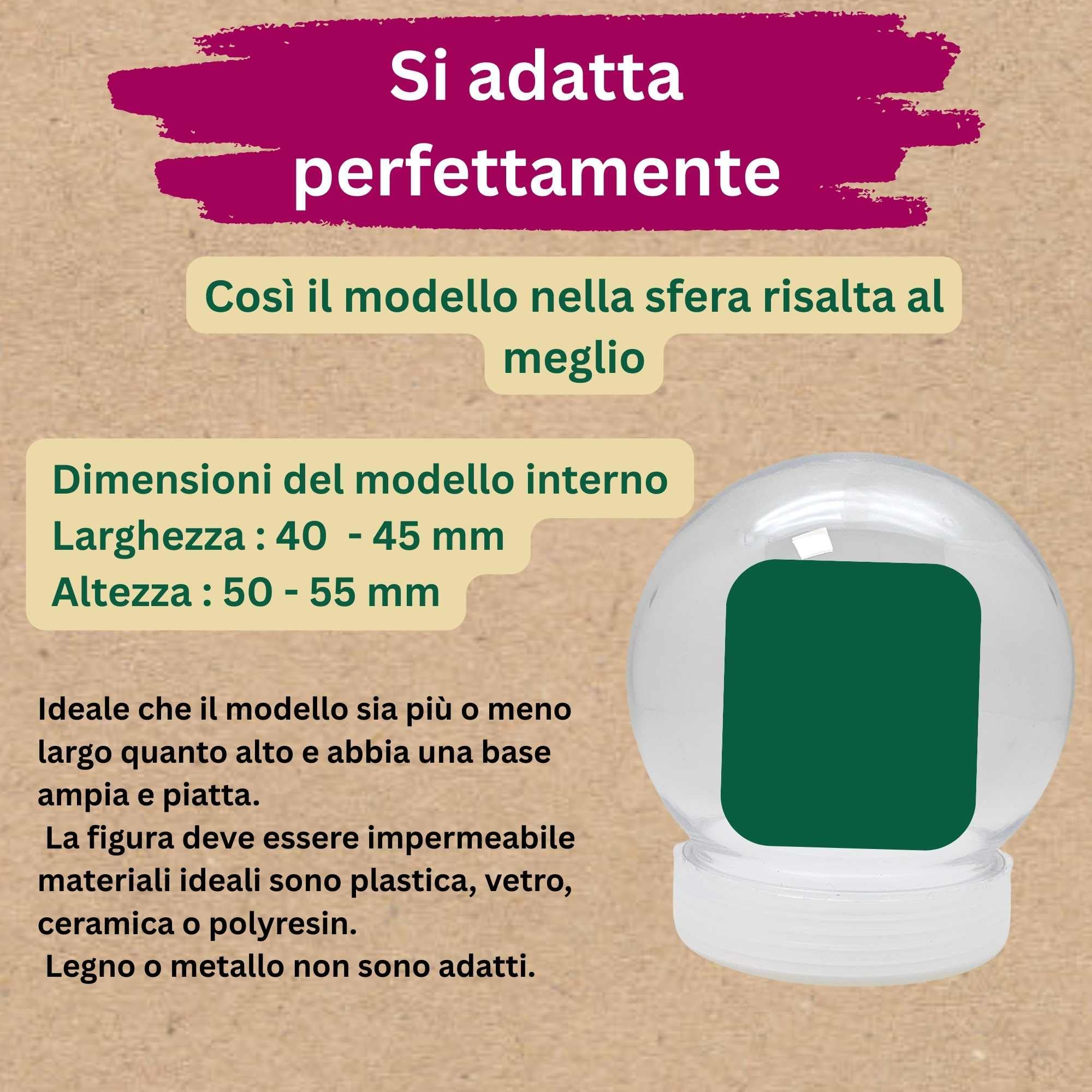 Set fai da te con sfera di neve in plastica con 1 x neve | Do it Yourself set sfera | forma rotonda 90 x 110 mm | base bianca | doppio fondo | 40134