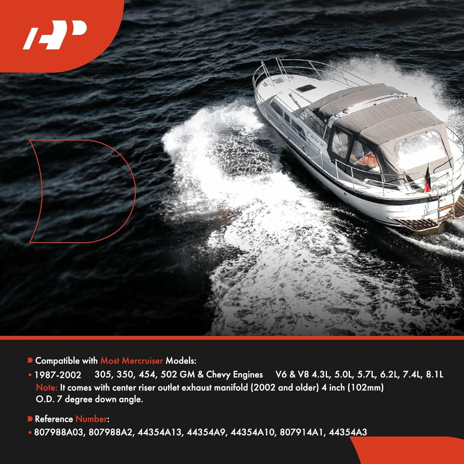 A-Premium Marine Exhaust Manifold with Hardware Kit Replace# 807988A03 - Compatible with Mer-Cruiser GM Chevy V6 & V8 1987-2002 - 4.3L, 5.0L, 5.7L, 6.2L, 7.4L, 8.1L