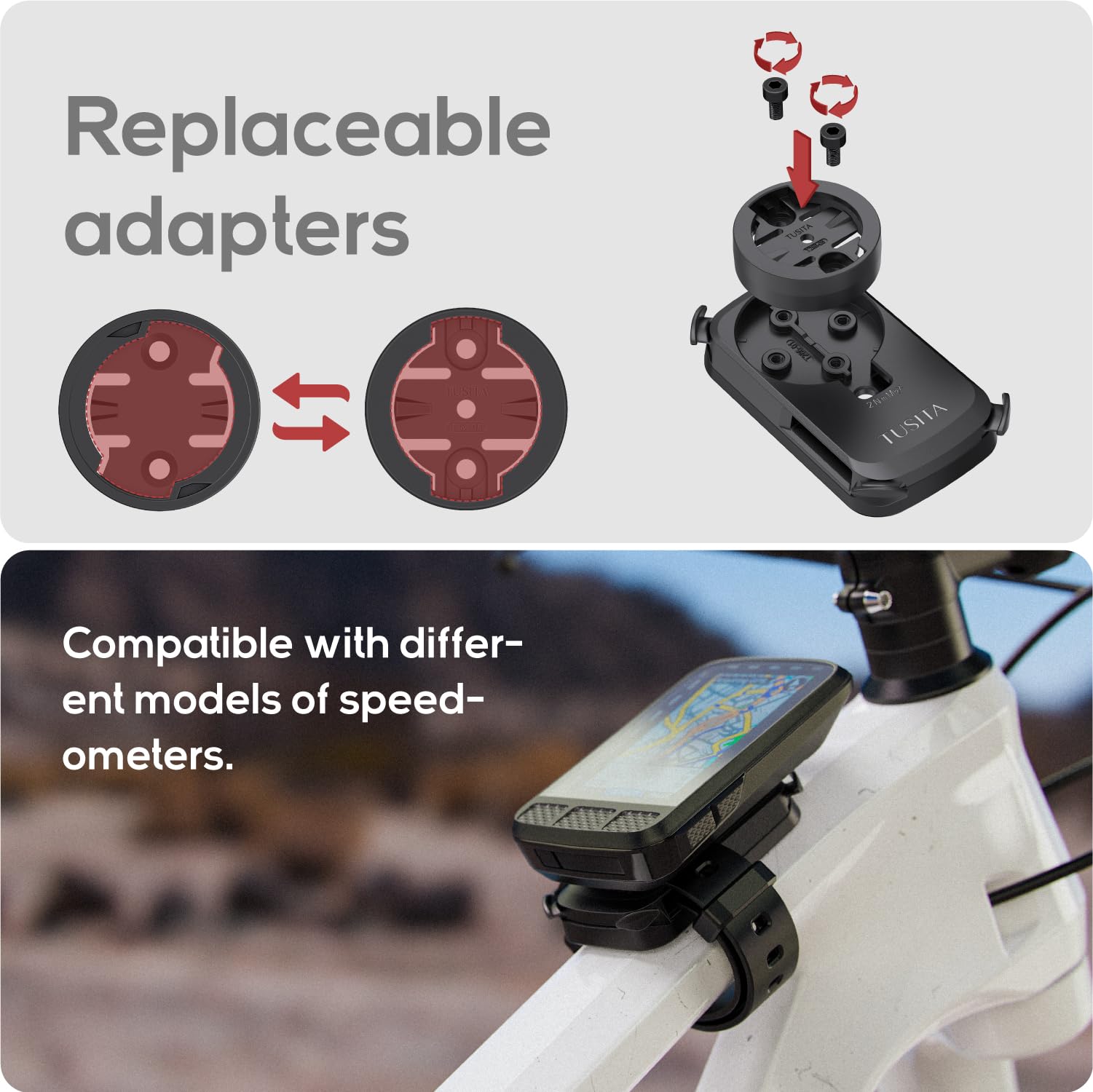 TUSITA Supporto per Tubo Superiore MTB Compatibile con Garmin Edge GPS per Wahoo ELEMNT Computer per Bicicletta