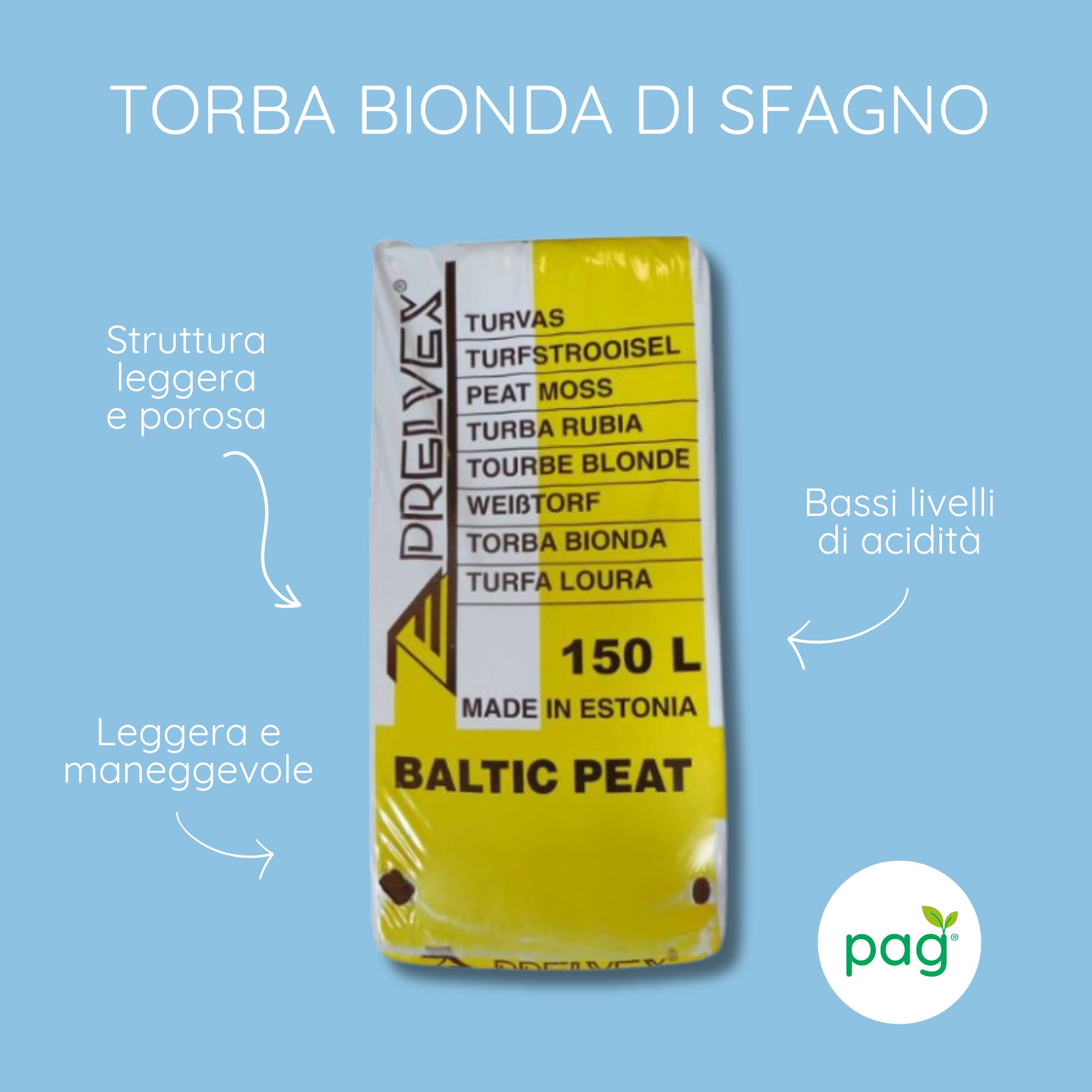 Pag Torba Bionda di Sfagno | Uso Professionale | Confezione da 150 lt