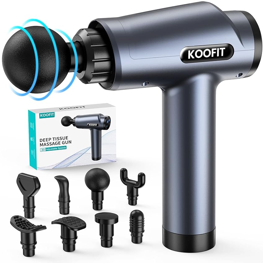 Immagine del prodotto Pistola Massaggio Muscolare, 30 Velocità Massaggiatore Muscolare Potente, Pistola Massaggio Professionale e Ergonomica, Silenziosa Pistola Massaggiante con 8 Testine per Massaggio, Tipo-C Massage Gun
