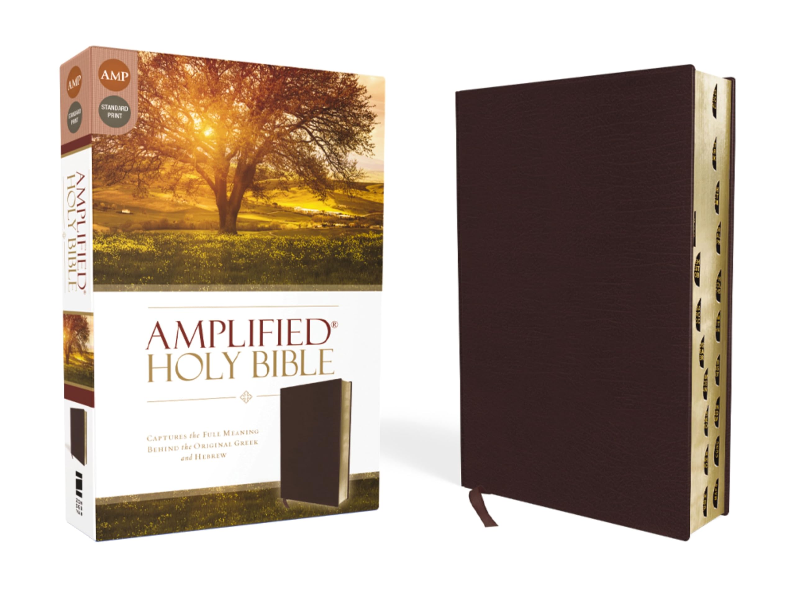 Amplified Holy Bible, Bonded Leather, Burgundy, Indexed, Leatherbound Hardback, Zondervan Zondervan