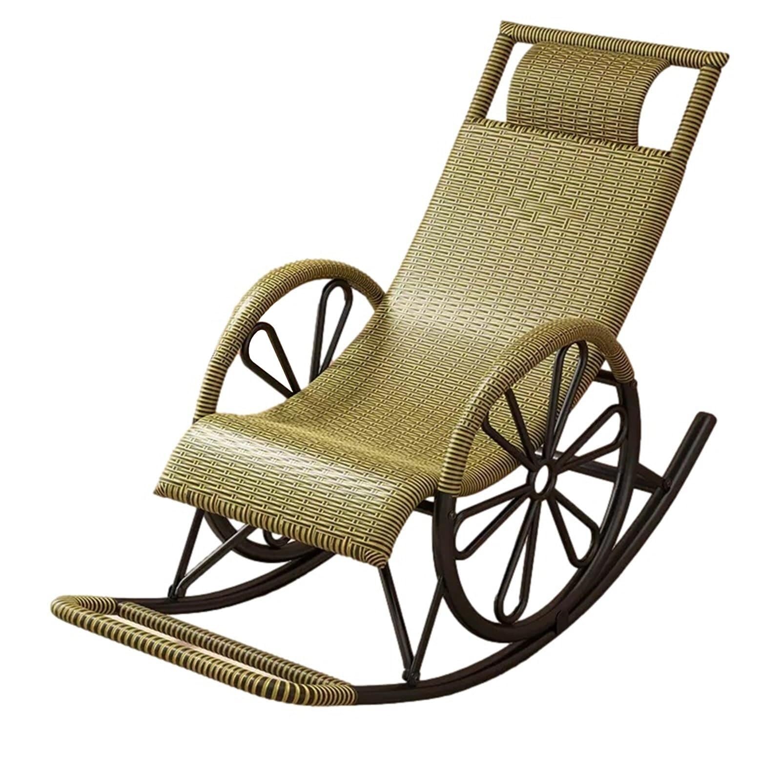 Genérico PE Rattan Rocking Chairs,Zero Gravity Patio Chaise,All-Weather Wicker Rocker Chair with Steel Frame, Smooth Rocking Swing Glider Chair, For Porch Backyard Poolside(Grey)
