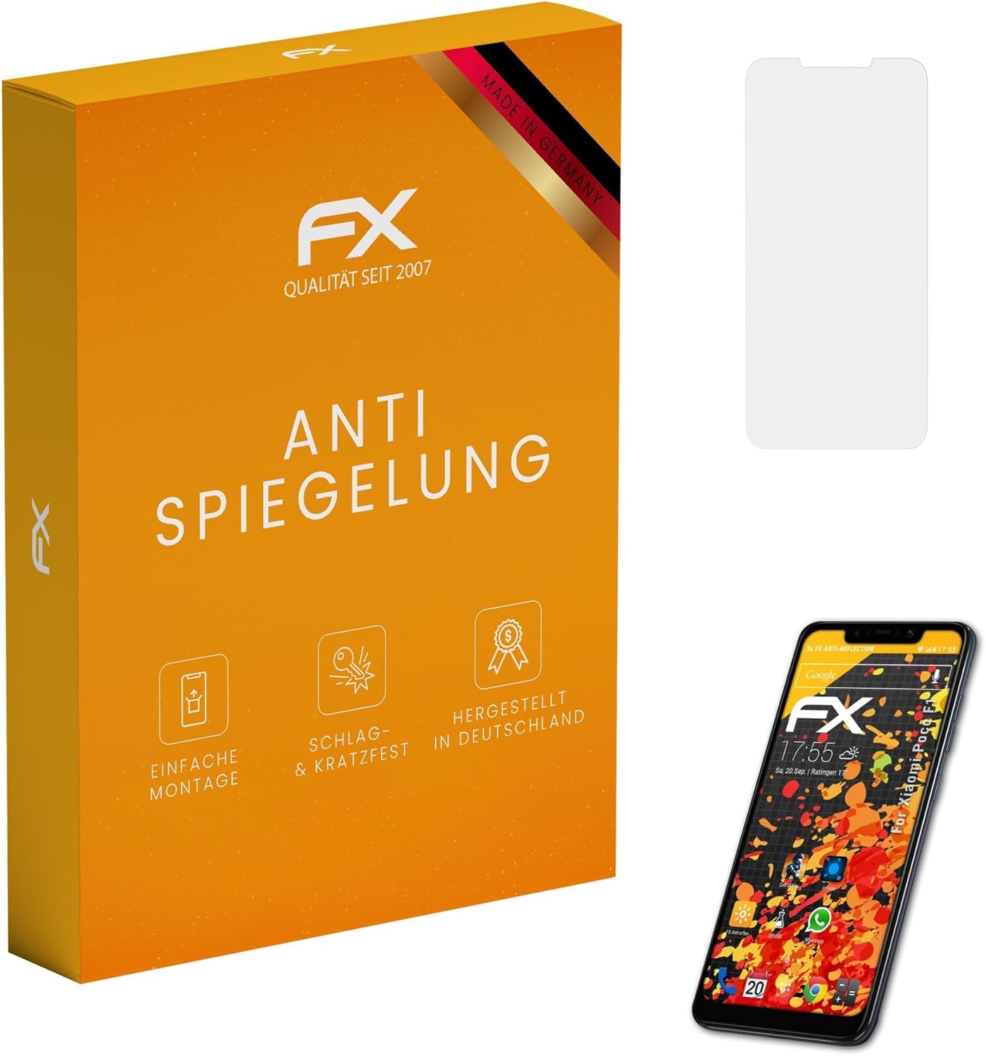 atFoliX Screen Protector compatible with Xiaomi Poco F1 Screen Protection Film, anti-reflective and shock-absorbing FX Protector Film (3X)