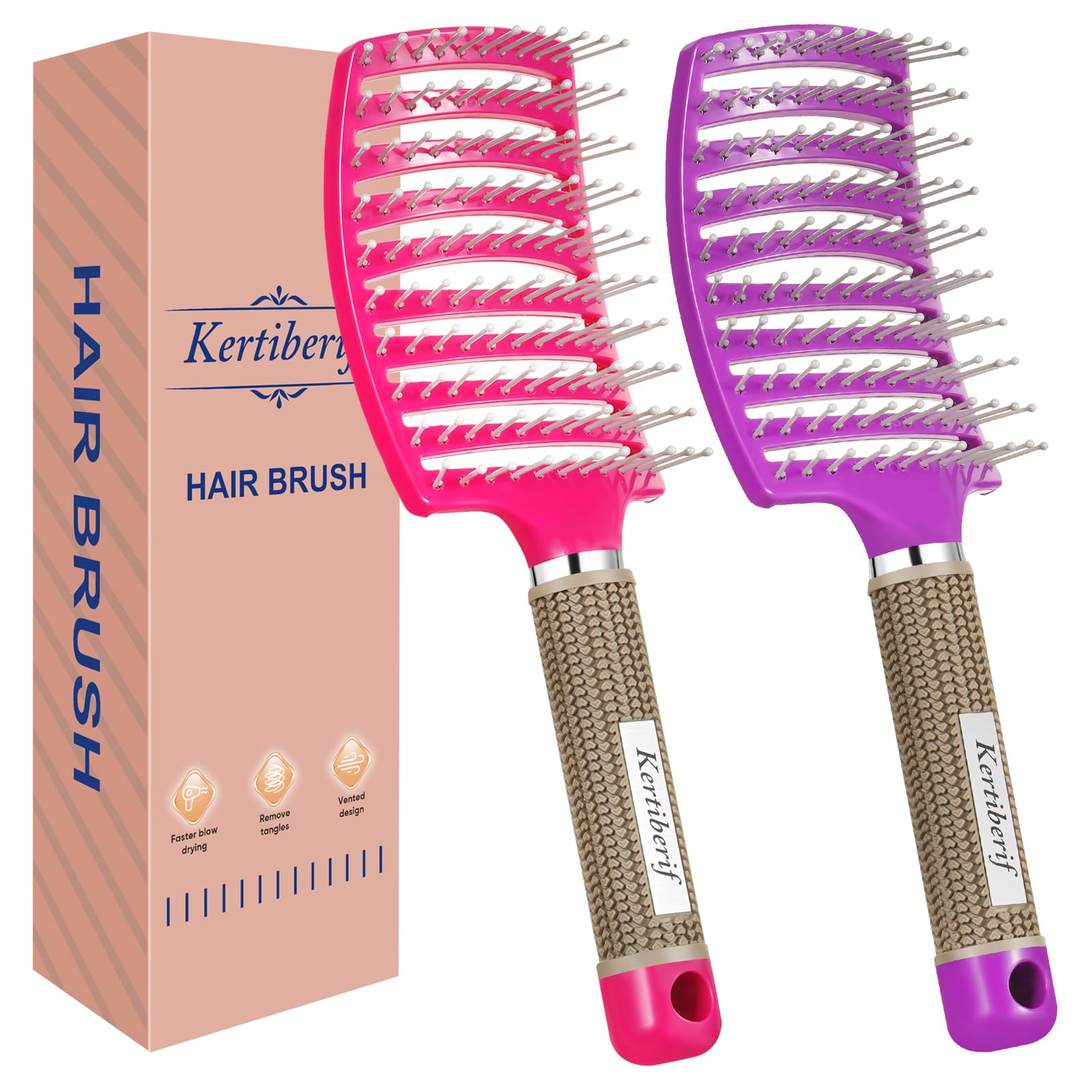 2 Stück gebogene entwirrende Bürste für nasses und trockenes Haar, Paddel-Styling-Haarbürste für schnelleres Föhnen, Entwirrbürste für Damen und Herren, lockiges, dickes Haar