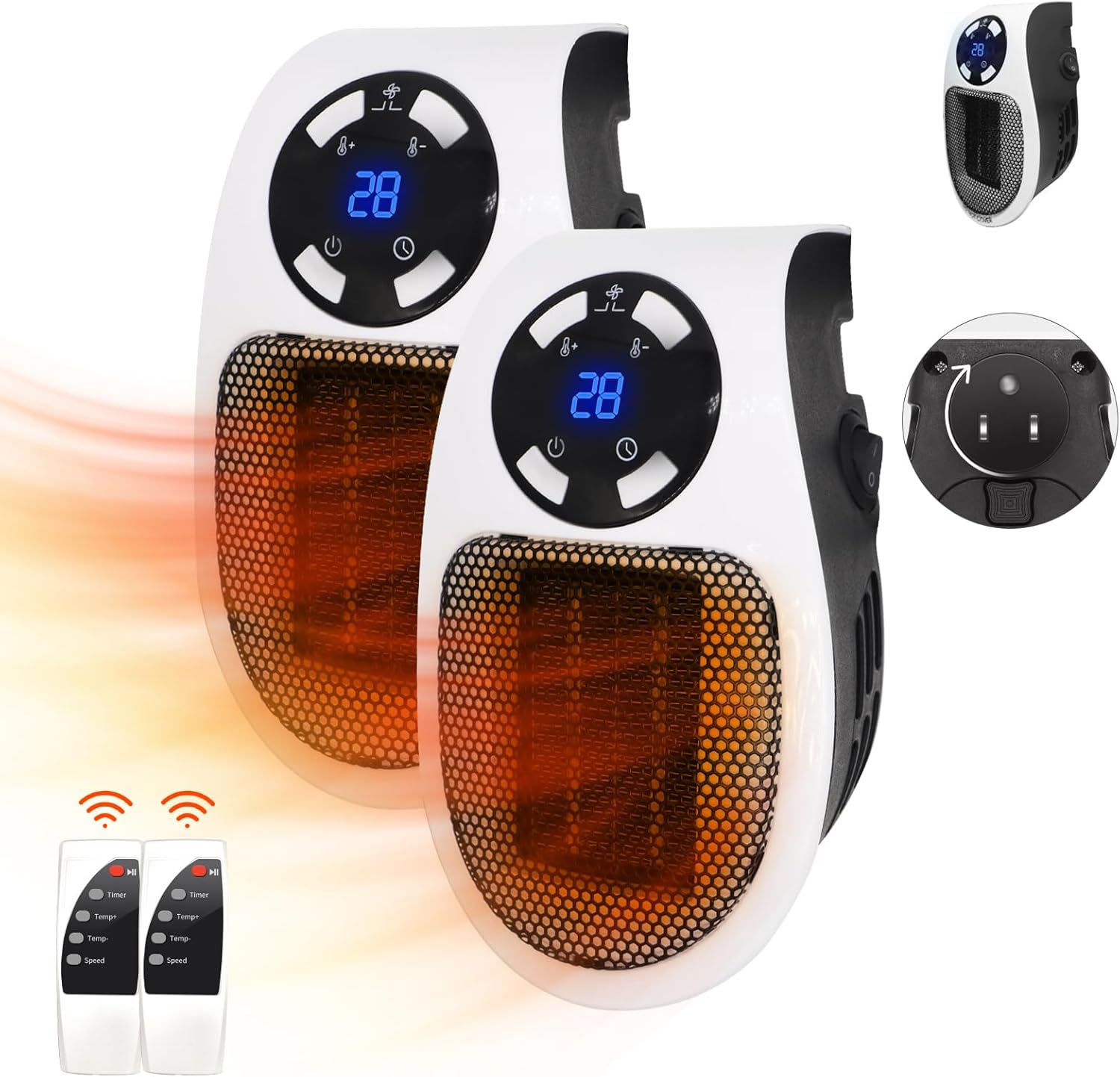 350W Plug in Heater for Indoor, 2PCS Wall Outlet Electric