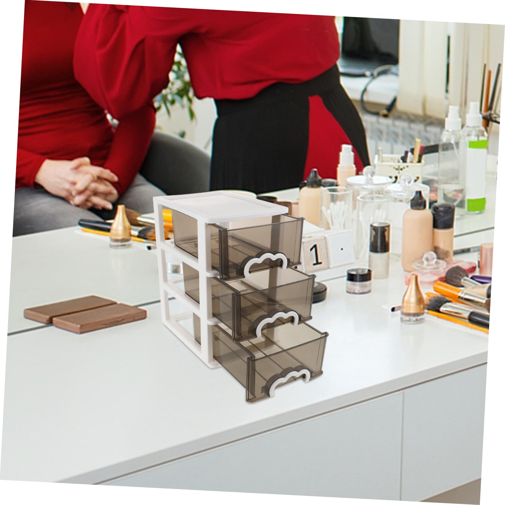 Organizzatore Portatrucchi in Plastica Impilabile Design Compatto e Portatile, Cassetti Multipli per Piccoli Spazi e Scrivanie, per Organizzare Cosmetici e Oggetti Vari