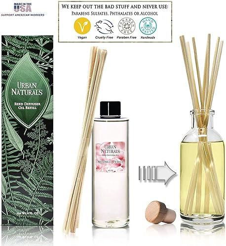 Miniatura 359 de Urban Naturals Reed Diffuser Oil Refill Ocean Mist Sea Salt with Salt Spray, Violet Leaf, Sea Grass, Driftwood 8 oz + Free Reed Sticks, Made in The