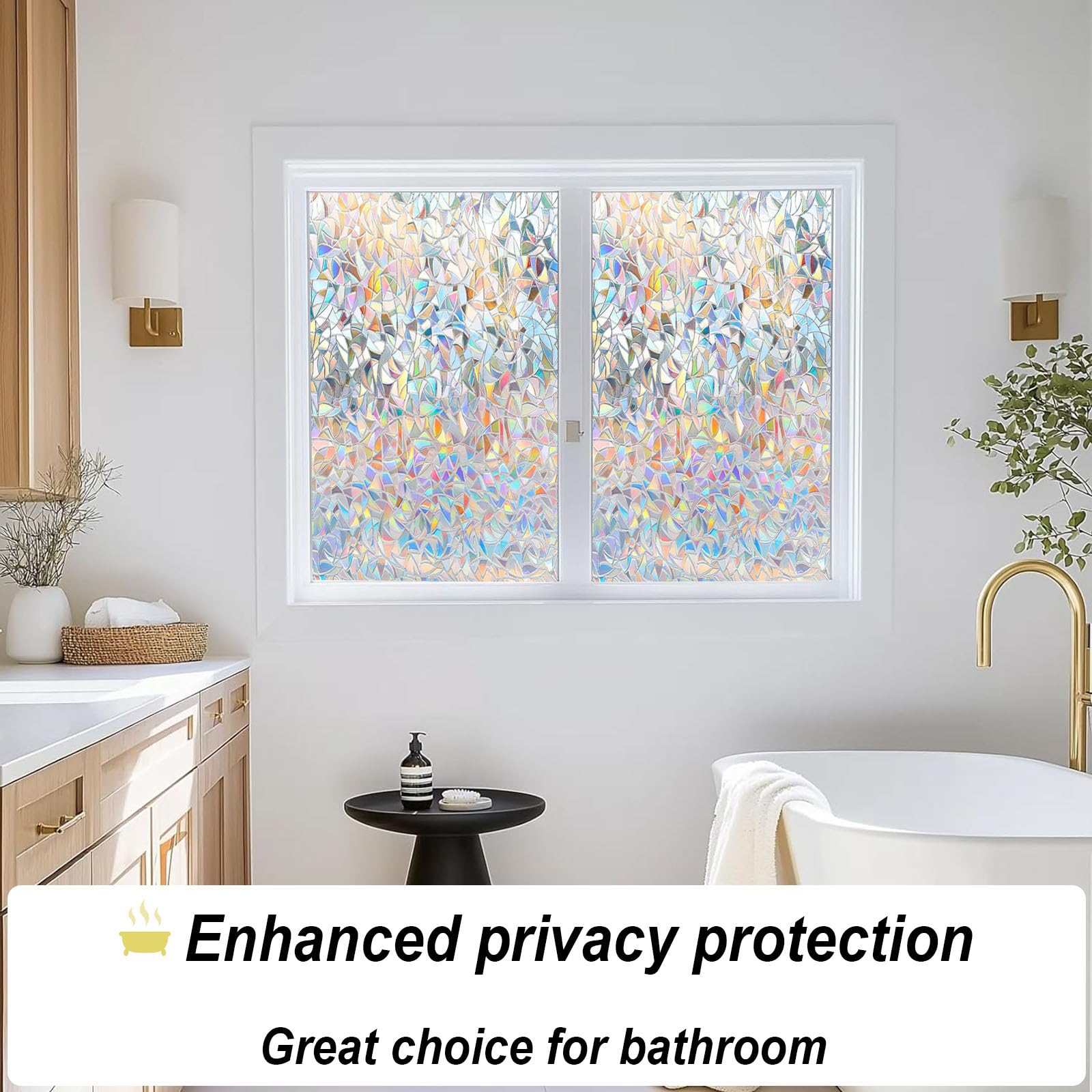 Pellicola per Vetri Finestre 70 x 300 cm per La Privacy, Autoadesiva, Opaca Pellicola Adesiva per Vetri Autoadesive per Camere da Letto, Cucine, Soggiorni, Luna Crescente