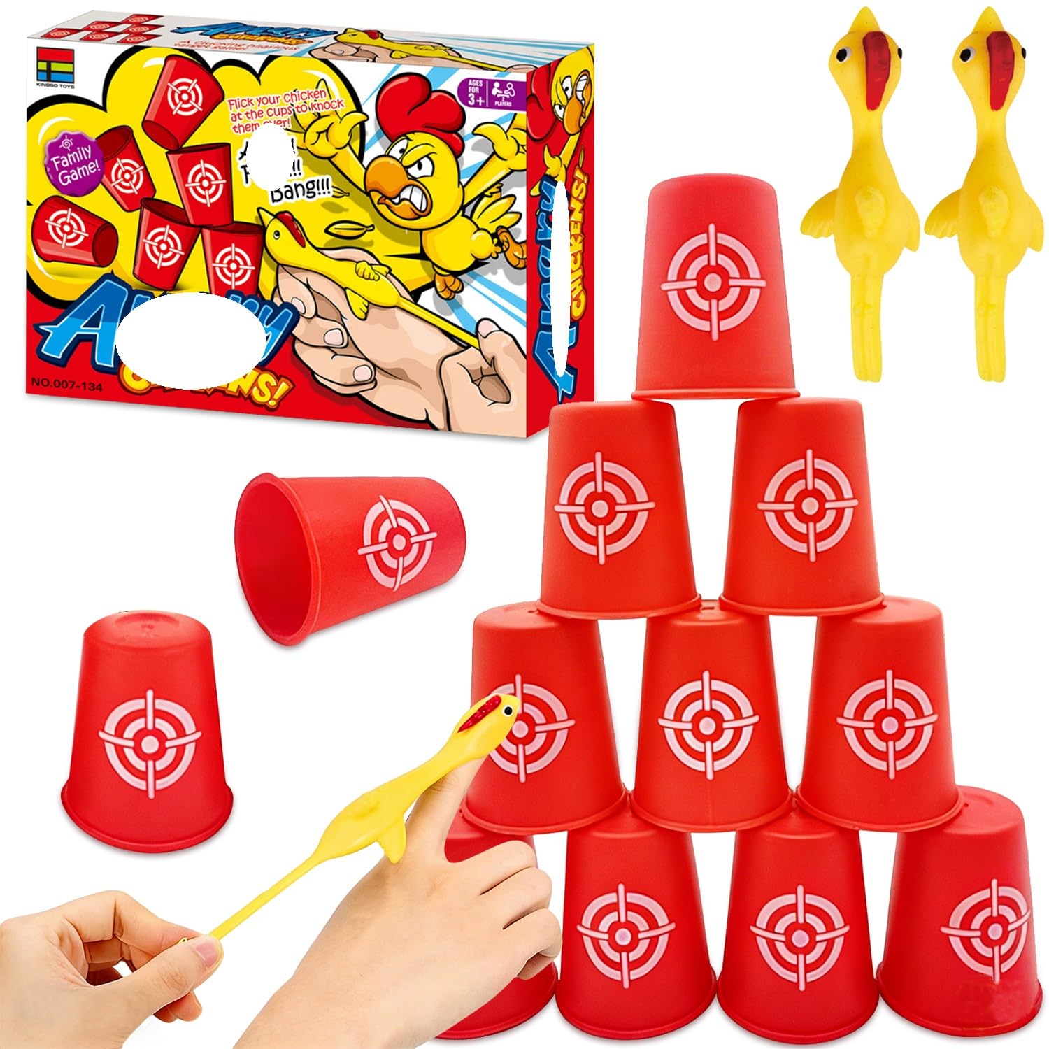 Slingshot Chicken Finger Toys, Flying Chicken Slingshot, Chicken Clashing Cups Game, Novelty Catapult Prank Toy for Indoor Outdoor Play Party Props, Party Tabletop Games