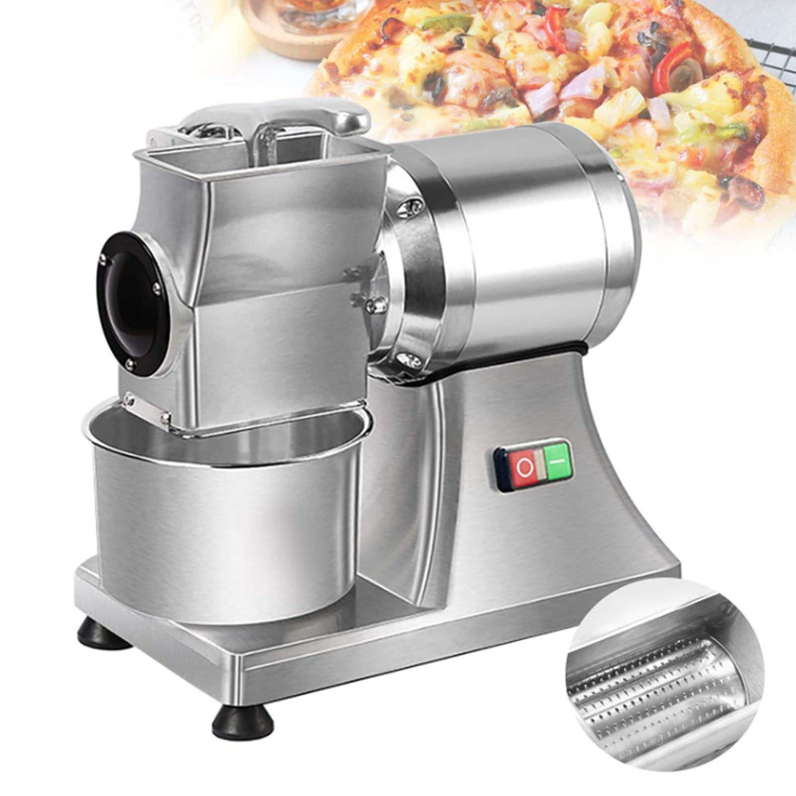 ASerZenith Electric Cheese Grater, Stainless Steel Commercial Grinder For Cheese, Butter, Bread, High Power 0.75Hp/550W, Efficient 88Lb/Hour Food Processor