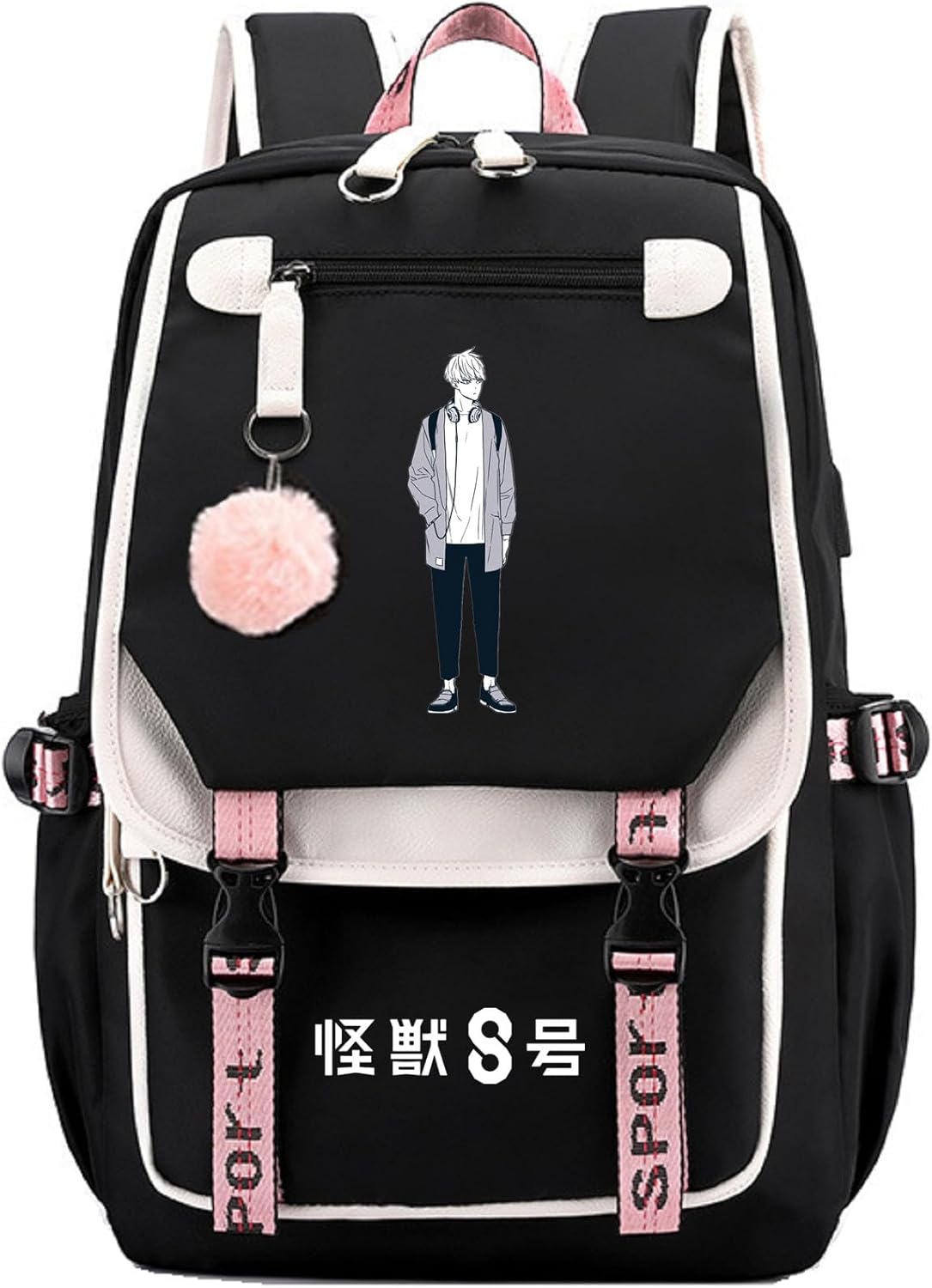 ISaikoy Anime Kaiju No. 8 Backpack Hibino Kafka Bookbag Daypack Laptop School Bag with USB Charging Port 8