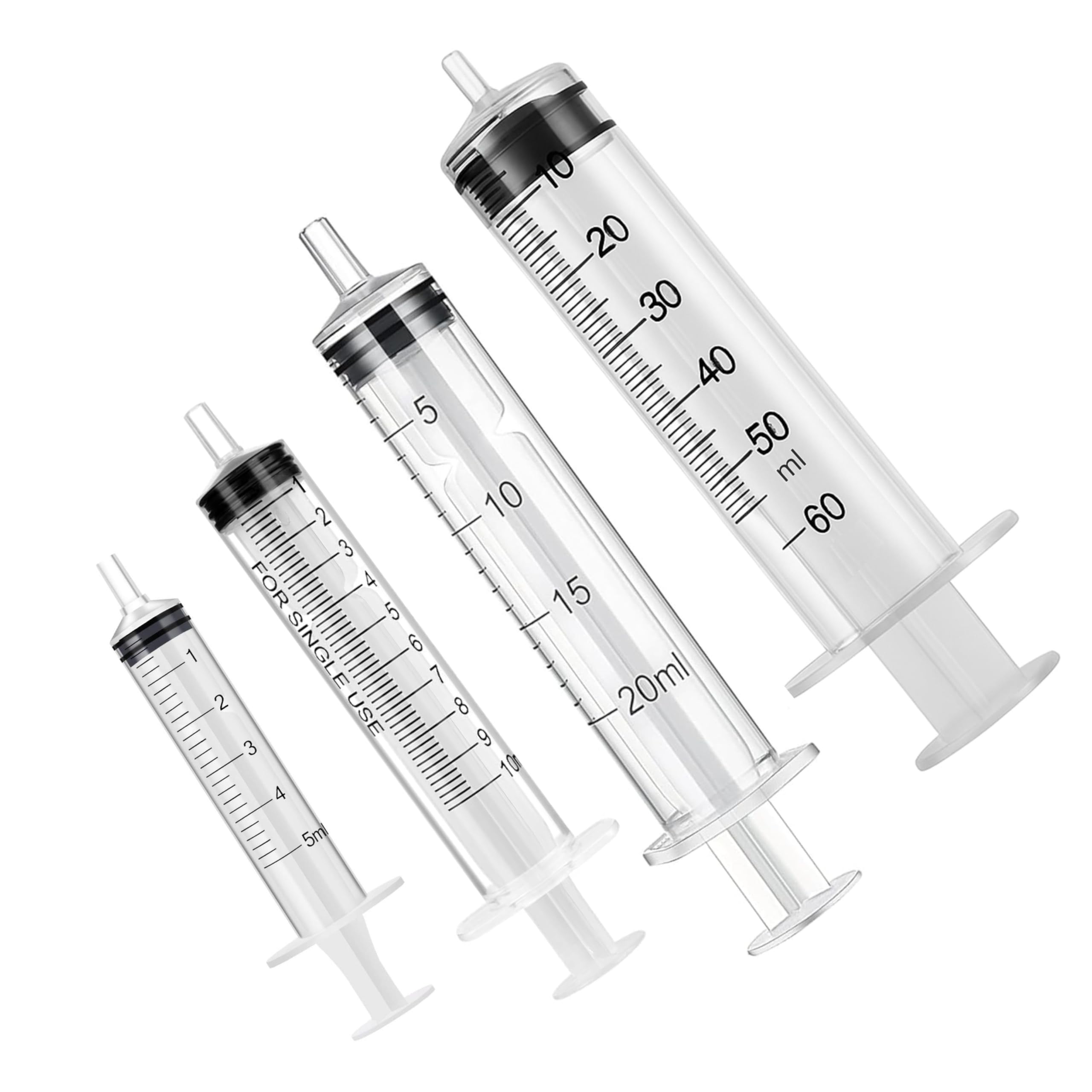 Plastic Syringe 5ml, 10ml, 20ml & 50ml for Liquid Measuring Syringes Without Needle for Feeding Pets Animals Resin Craft cosmetic Scientific Labs Oil or Glue Applicator Easy to Clean & Reusable Syringe (4pc)-image-24
