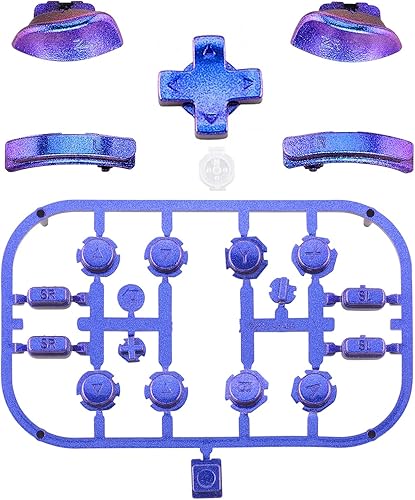 Miniatura 2 de Chameleon Purple Blue D-pad ABXY Keys SR SL L R ZR ZL Botones de disparo, juego completo de botones de repuesto para Nintendo Switch y OLED Joycon