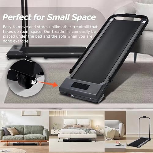 Miniatura 6 de Caminadora plegable para usar debajo del escritorio, cinta de correr compacta, para instalación en casa y oficina, sin necesidad