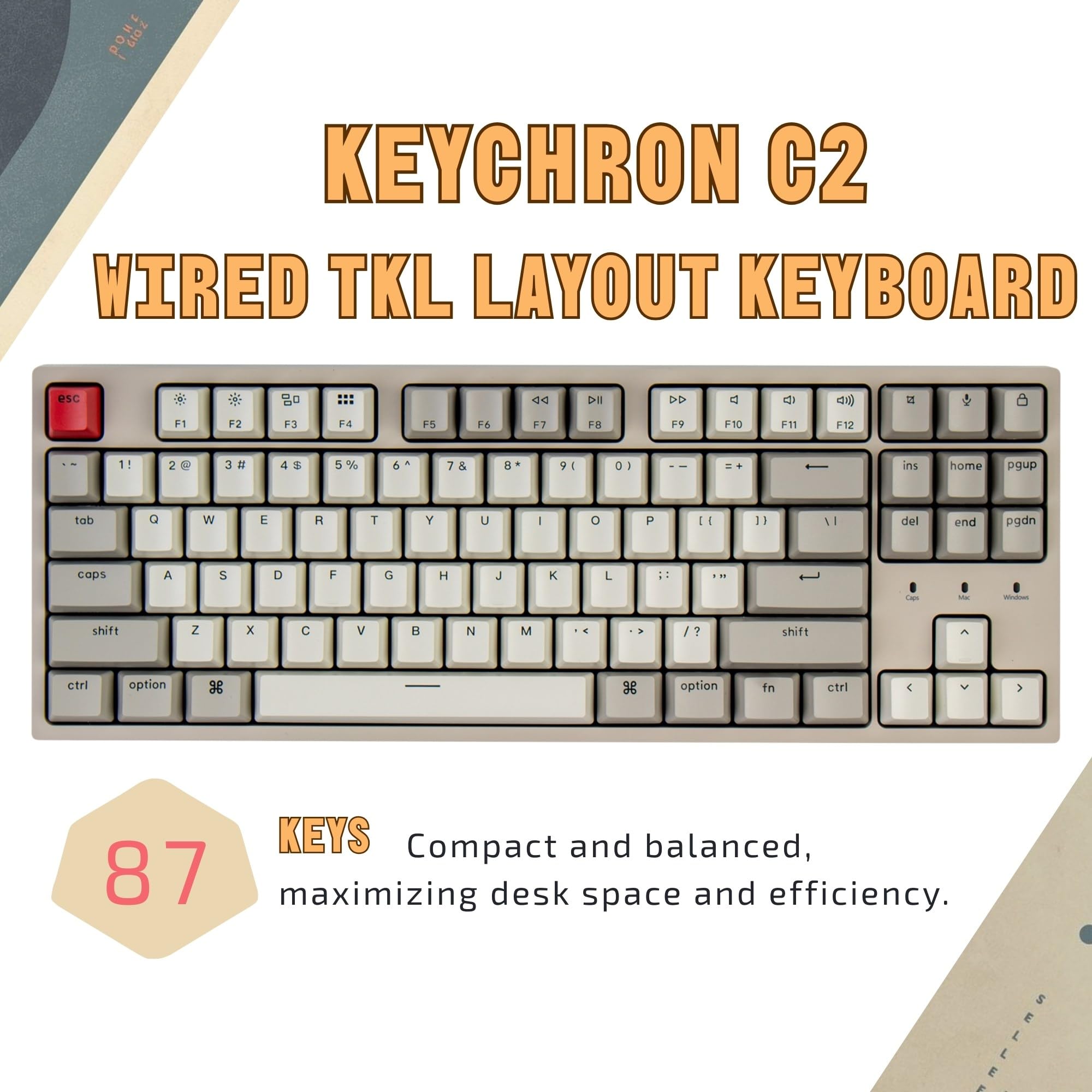 Keychron C1 87 toetsen bedraad mechanisch toetsenbord, USB