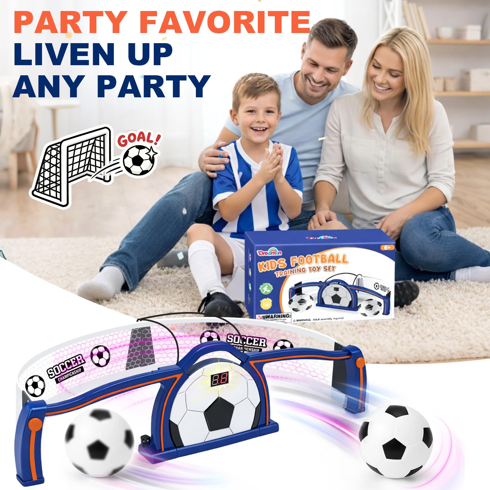 Dreamon Porte da Calcio per Bambini, Porta Calcio Piccola per Interno con Contatore Punti e 2 Modalità, Allenamento e Miglioramento Tecnica, Ideale Come Regalo Calcio per Bambini 6-12 Anni