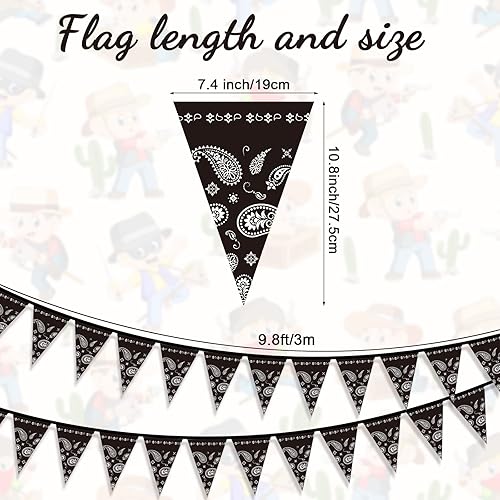 Miniatura 3 de 123 piezas de decoración de fiesta de vaquero occidental, incluye 1 mantel de plástico con estampado de cachemira, 2 banderines, 60 platos de papel