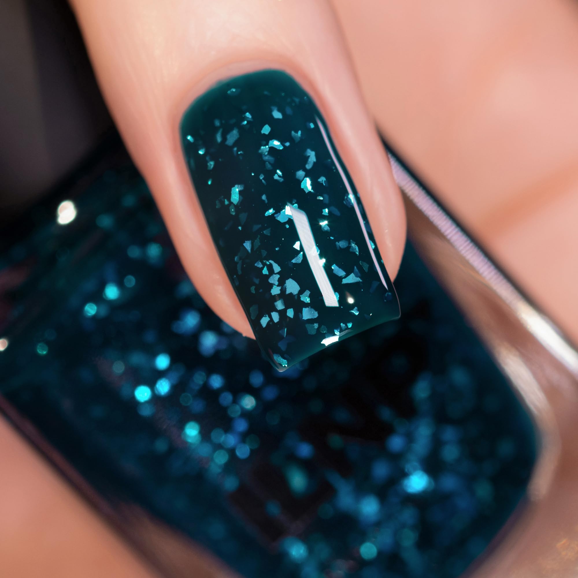 Nimilia Teal Glitter Rainbow Dickini 5mm Sequins Peacock Teal Hologram Glitter Sparkle Metallic  main image 4