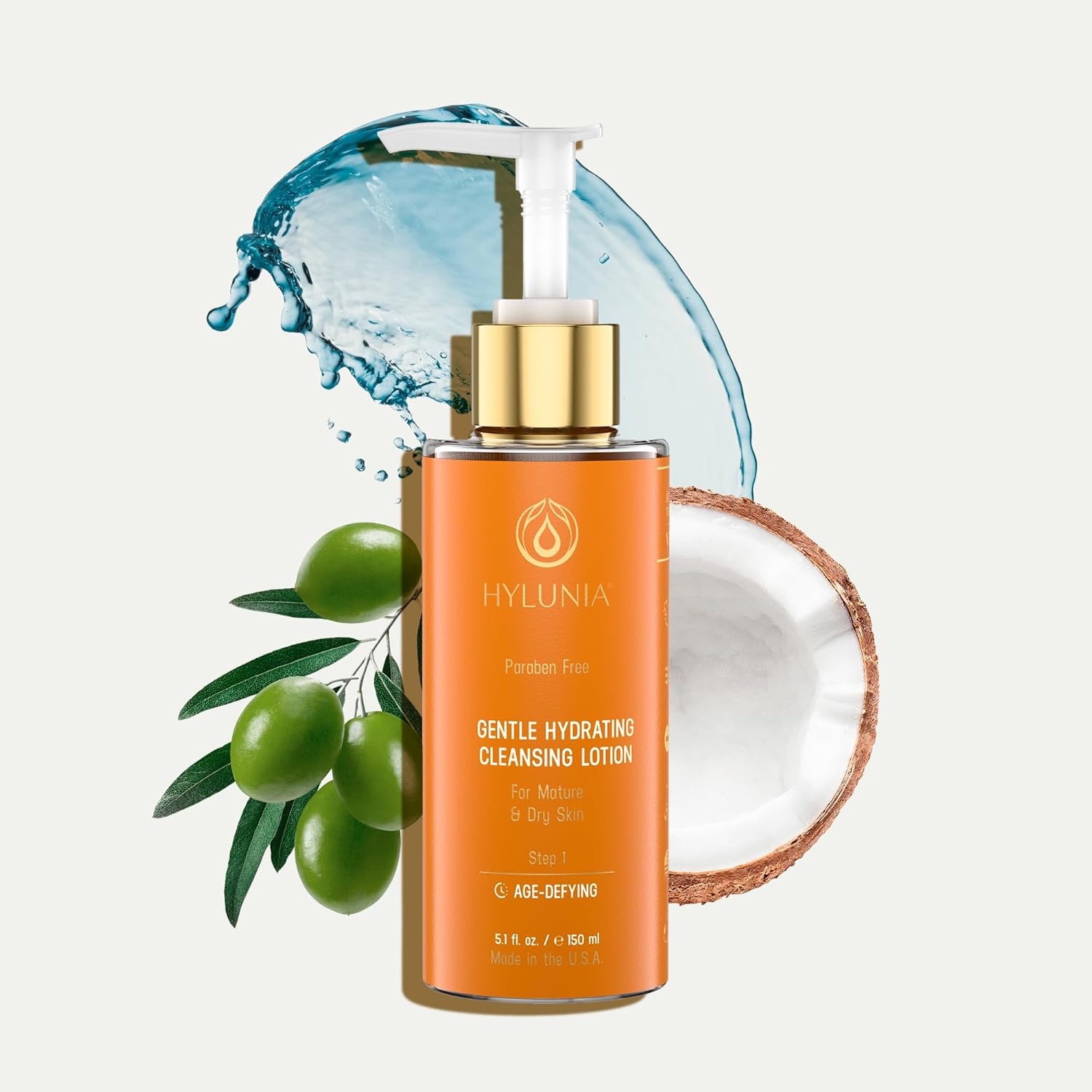 Hylunia Skincare Gentle Cleansing Lotion 5.1 oz with Hyaluronic Acid & Olive Oil Squalene – Hydrating, Non-Drying, pH Balanced Facial Cleanser for Sensitive & Mature Skin, Makeup Remover - Image 3