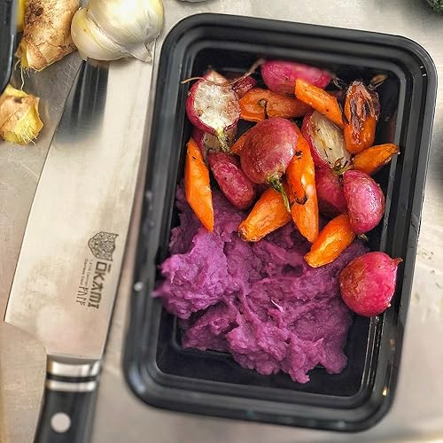 Miniatura 4 de OKAMI - Cuchillo de chef de 8 pulgadas, serie Asgard, acero inoxidable alemán profesional, extraafilado, espiga completa, pulido de espejo, con