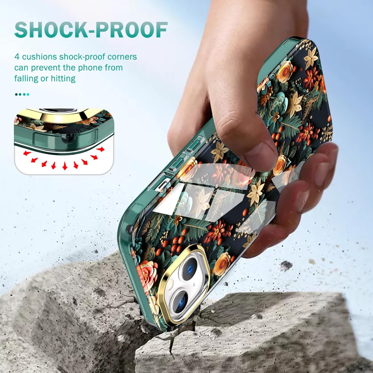 Cute Flower Case for iPhone 13/14 6.1 inch Built with Screen Protector, Lightweight and Stylish Full Body Shockproof Protective Rugged TPU Case for Women/Girls-Pentas lanceolata - Image 4