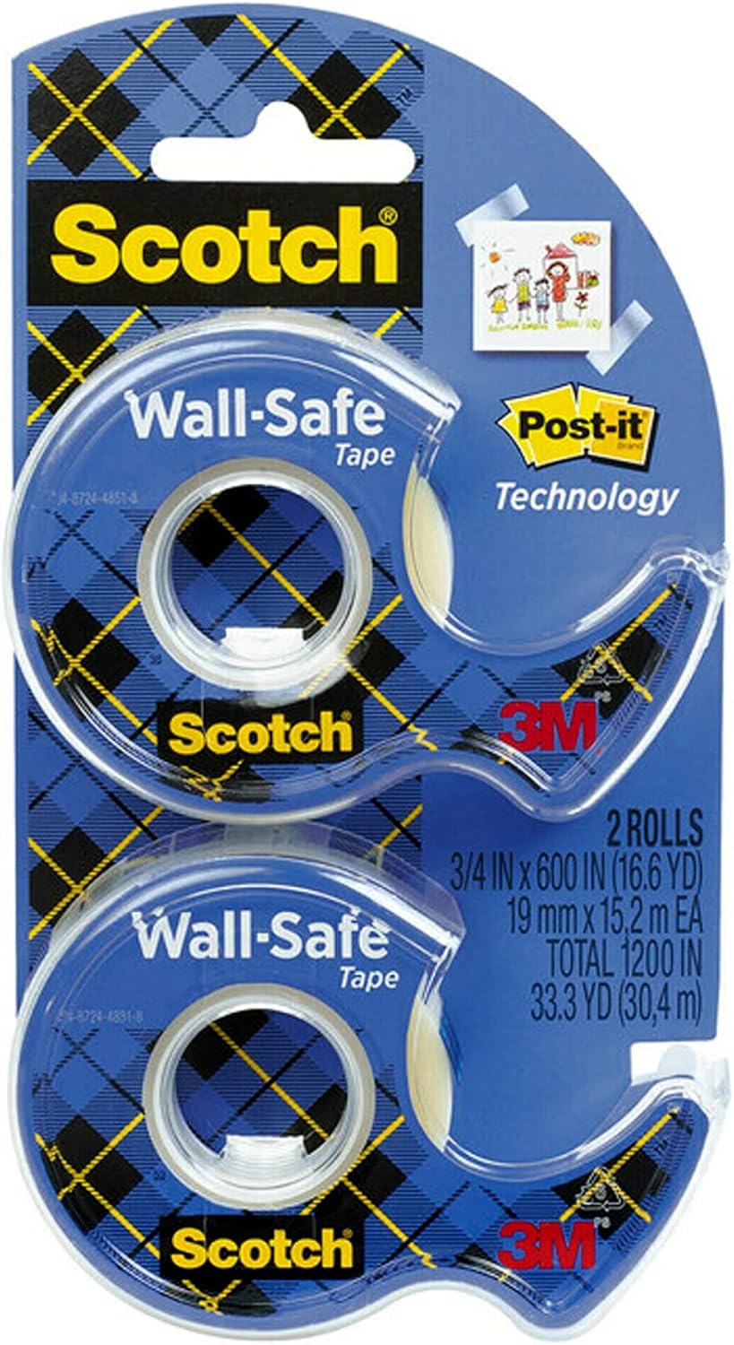 Scotch WallSafe Tape, 2 Dispensered Rolls, Sticks Securely, Removes
