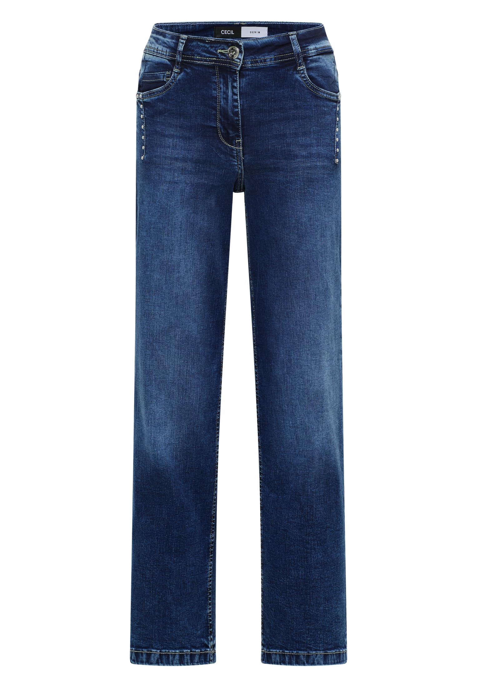 Cecil Damen Wide Leg Jeans mit Nieten