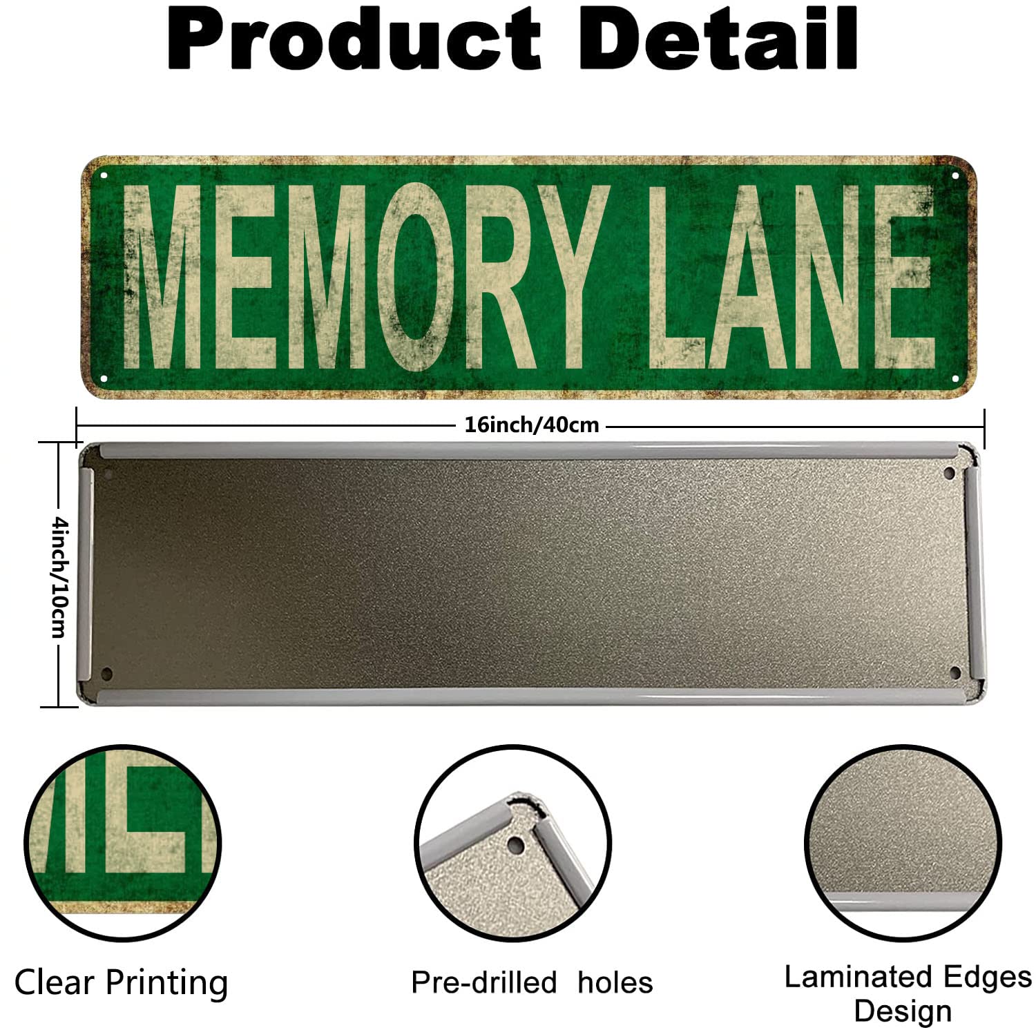 Targa In Metallo Vintage Divertente 40,6x10,2 Cm Con Frase Memory Lane Decorazione Da Parete Per Garage Bar