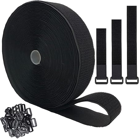 Sangles de Câble Réglables de 10m avec 50 boucles et 20 Attache Câble