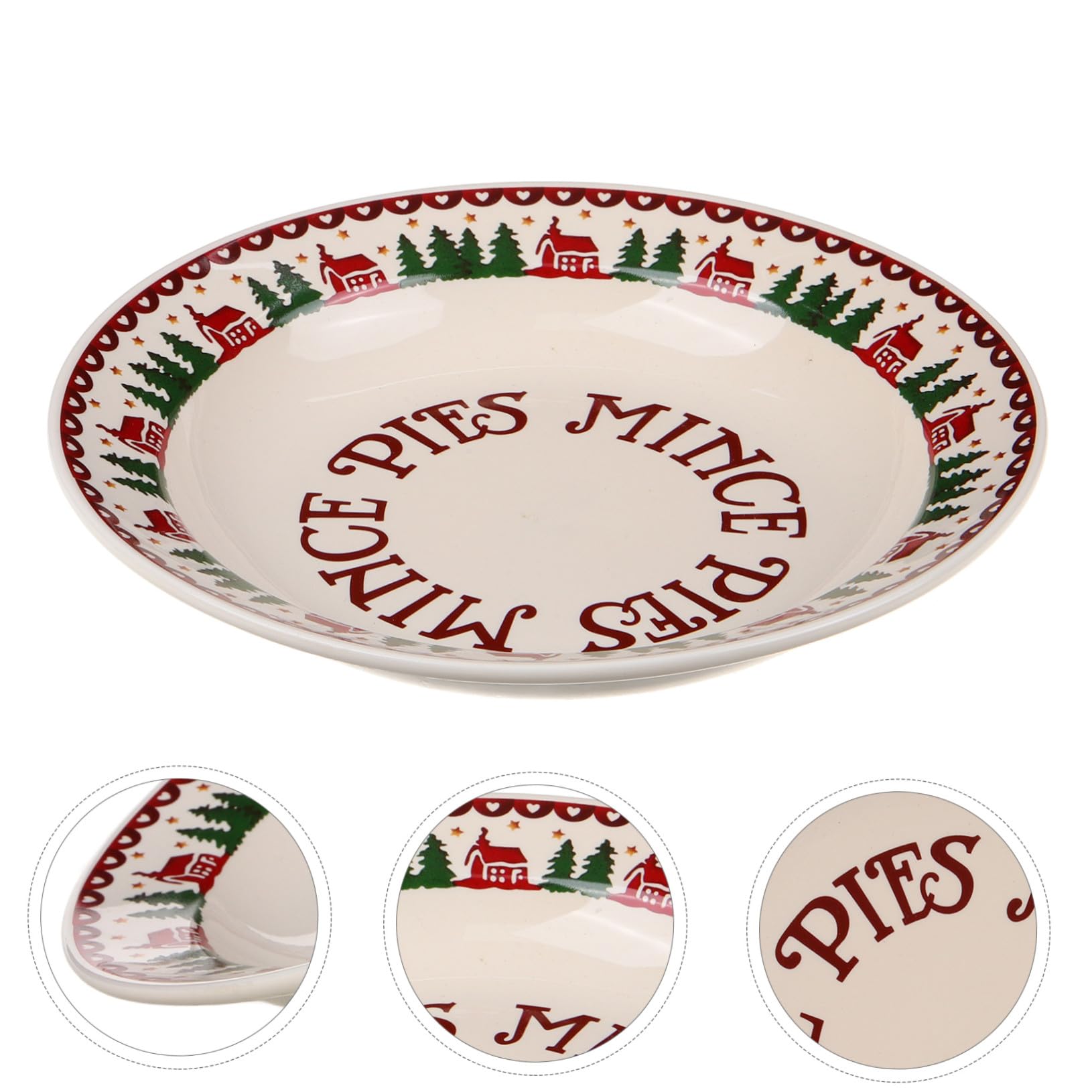 SOLUSTRE Vajilla Navideña Plato de Cena Festivo Plato de Cerámica Navideño para Servir Comida Aperitivos Navideños Cena Familiar