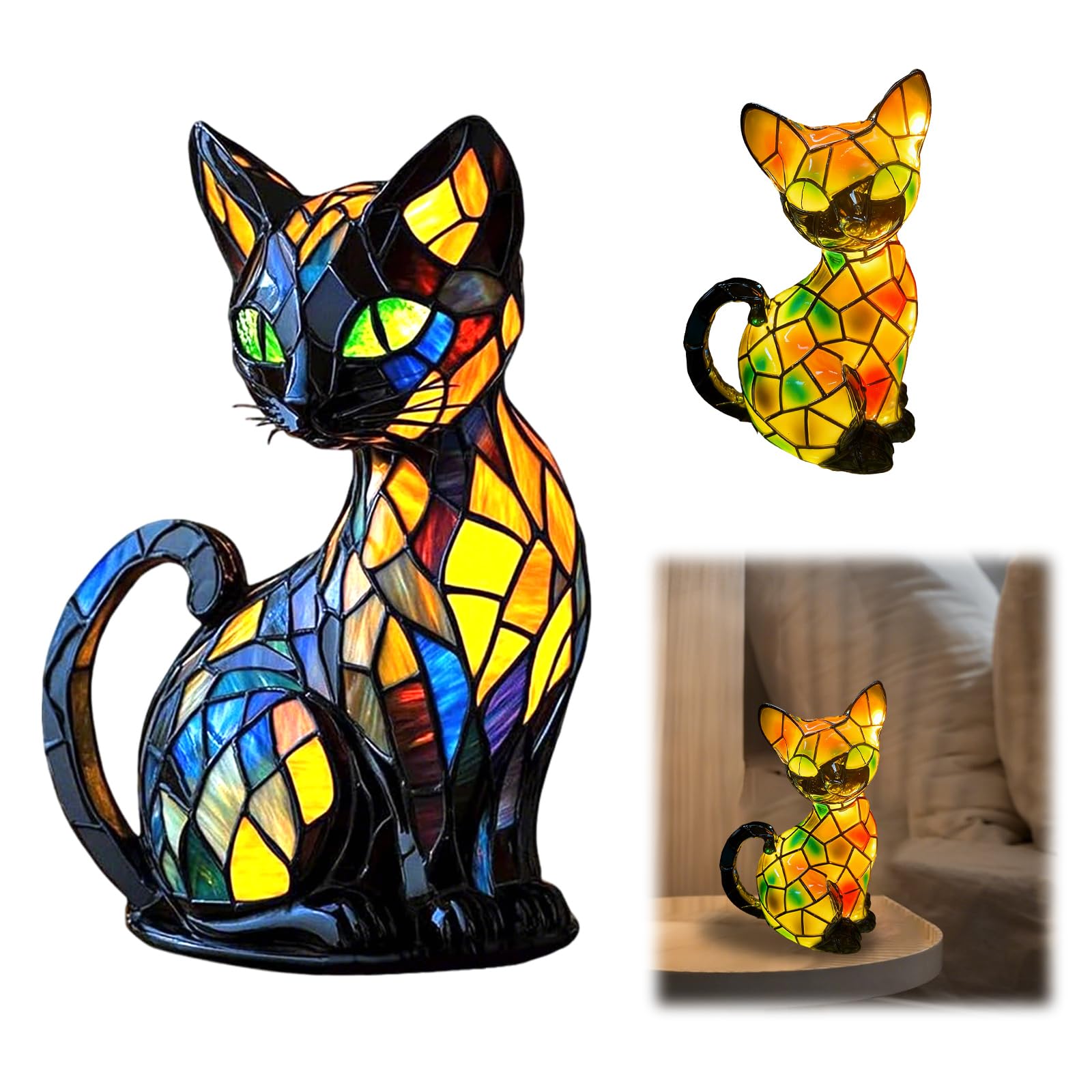 TZQFROCE Katzen Lampe Niedliche Vintage-Tischlampe Haustier Dekolampe 3D Tischlampe Wohndekor füt Schlafzimmerbeleuchtung für Katzenliebhaber