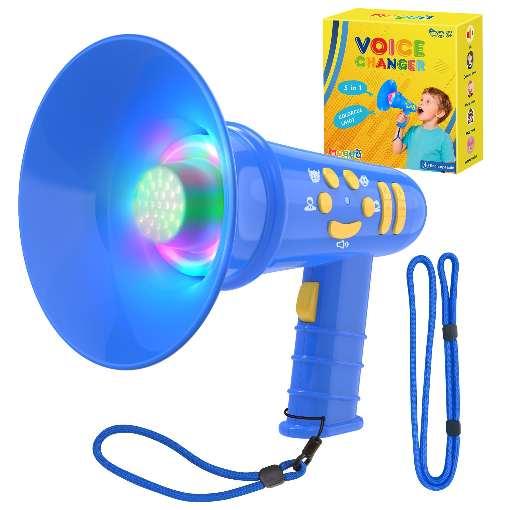 MEGUO Voice Changer for Kids,Mini Megaphone,Birthday Gift for Boys Girls Ages 3,4,5,6,7,8 - Boy Toys for 3-8+ Year Old - Noise Maker Prank Gift for Christmas,Easter,Halloween,Cool Gadgets (Blue)