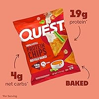 Vista 2 de Quest Nutrition - Chips de proteína estilo tortilla, Buffalo Ranch, 0.67 oz de proteína, 0.14 oz de carbohidratos netos, aperitivo de proteínas sin