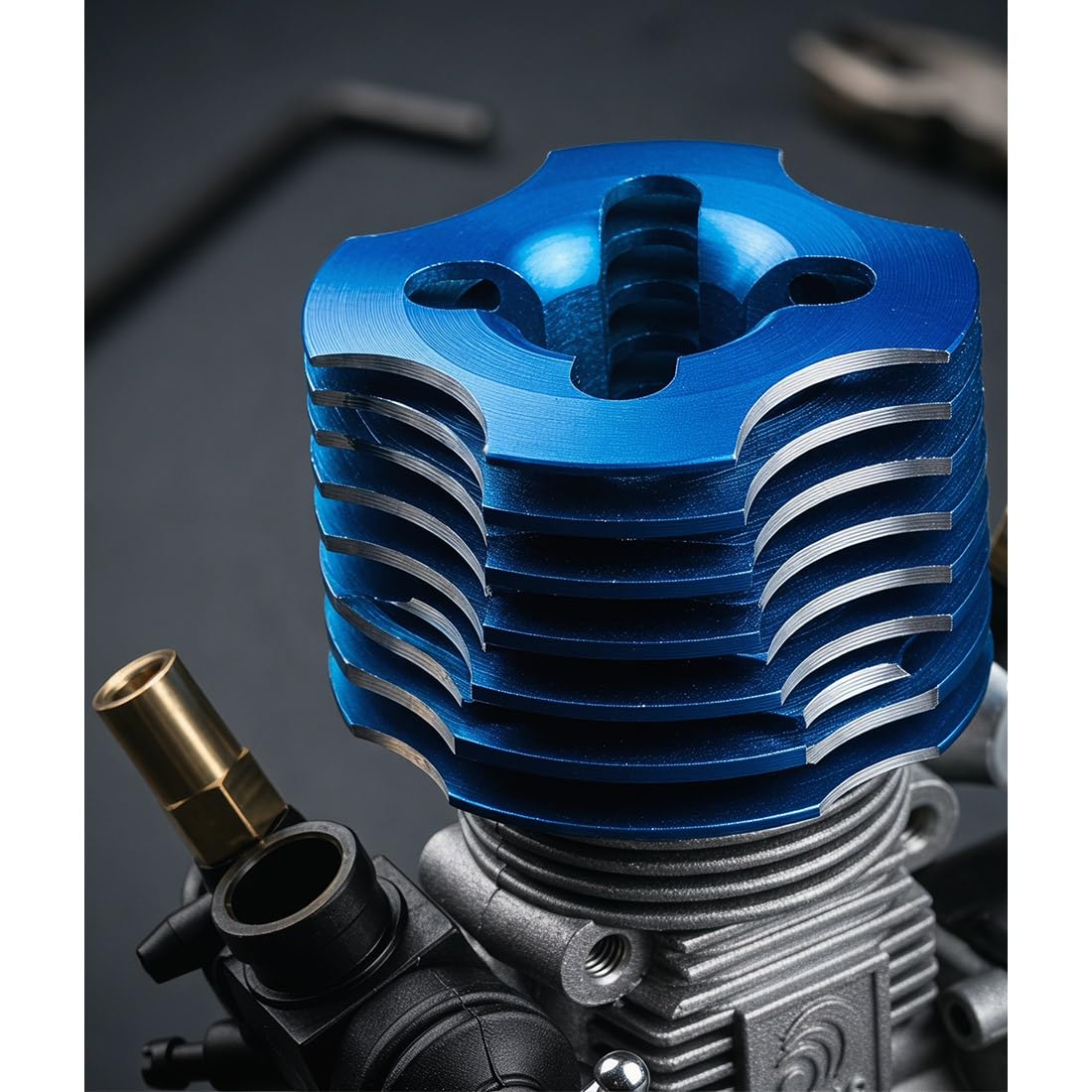Motor RC de 2,95 cm³, 2 tiempos, arranque por cable, para maquetas 1:10