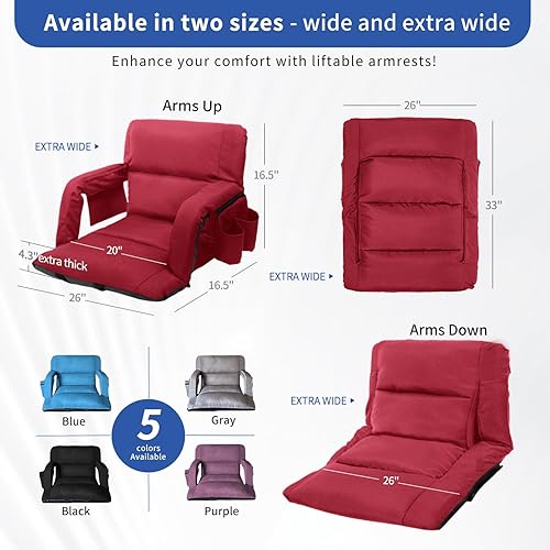 Miniatura 3 de Asientos de estadio con soporte para el respaldo, sillas anchas de estadio con respaldo y cojín, asientos de estadio estilo sofá, 6 posiciones