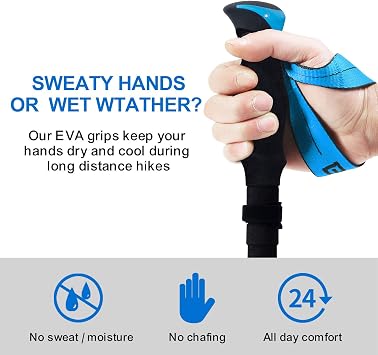 BISINNA Lightweight Collapsible Trekking Poles Folding Hiking Sticks