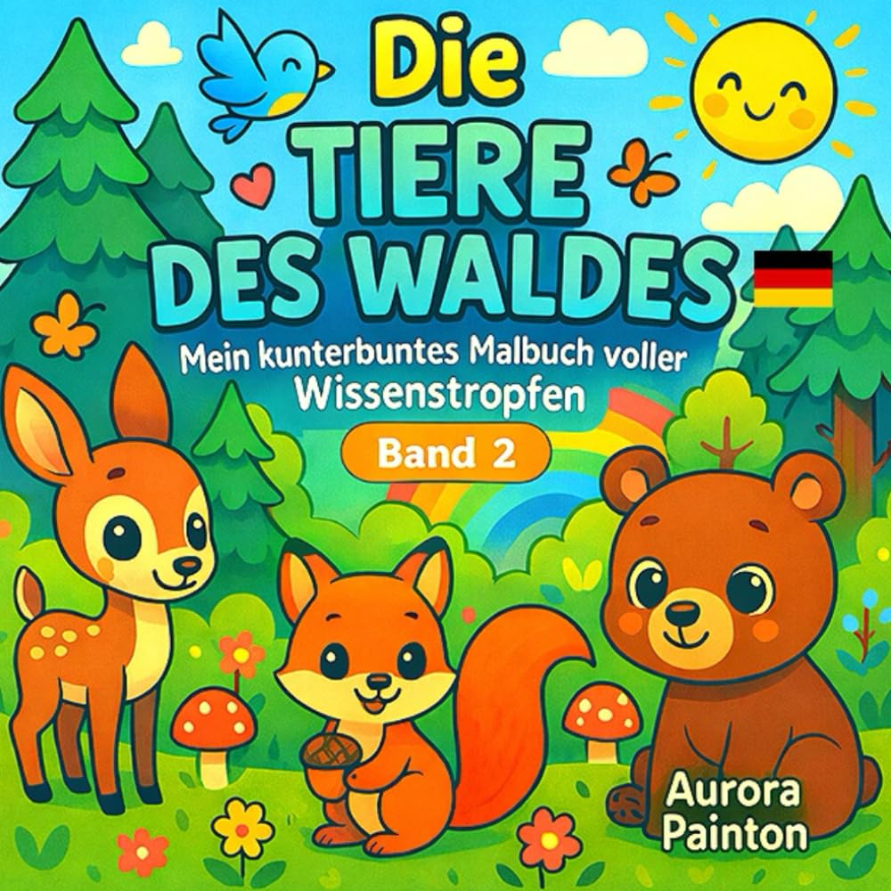 Die Tiere des Waldes: Mein kunterbuntes Malbuch voller Wissenstropfen - Band 2
